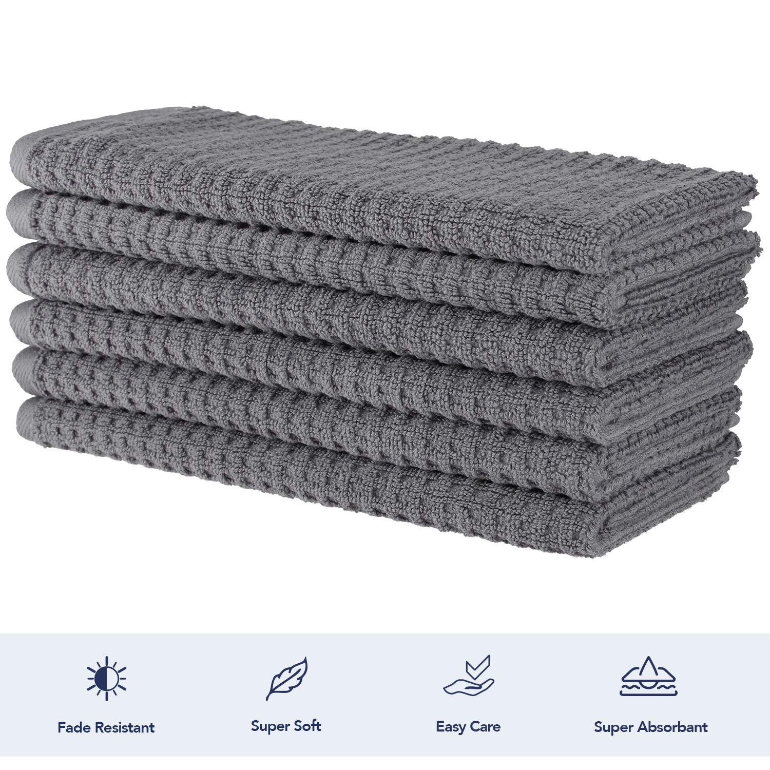 **Premium 15x26 Inch Kitchen Towels - 6 Pack, 400 GSM, 100% Ring Spun Cotton - Ultra Soft & Absorbent Dish Towels, Tea Towels & Bar Towels - Perfect for Cooking, Cleaning & Hosting**