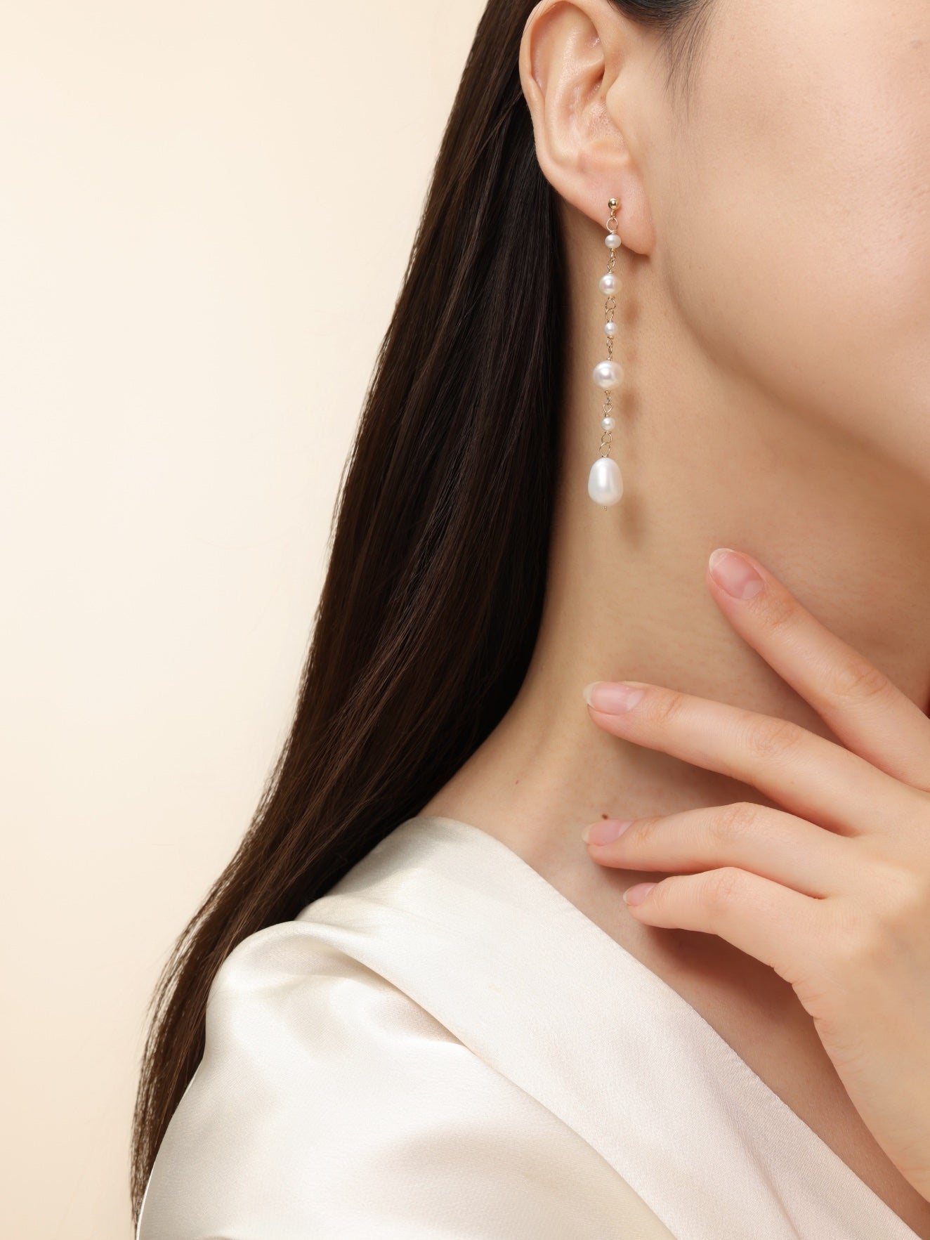 COCOKIM Flowing Bead Series Multi Bead Long Chain Ear Studs for Women - Elegant Dangle Earrings for Party, Wedding & Evening Wear