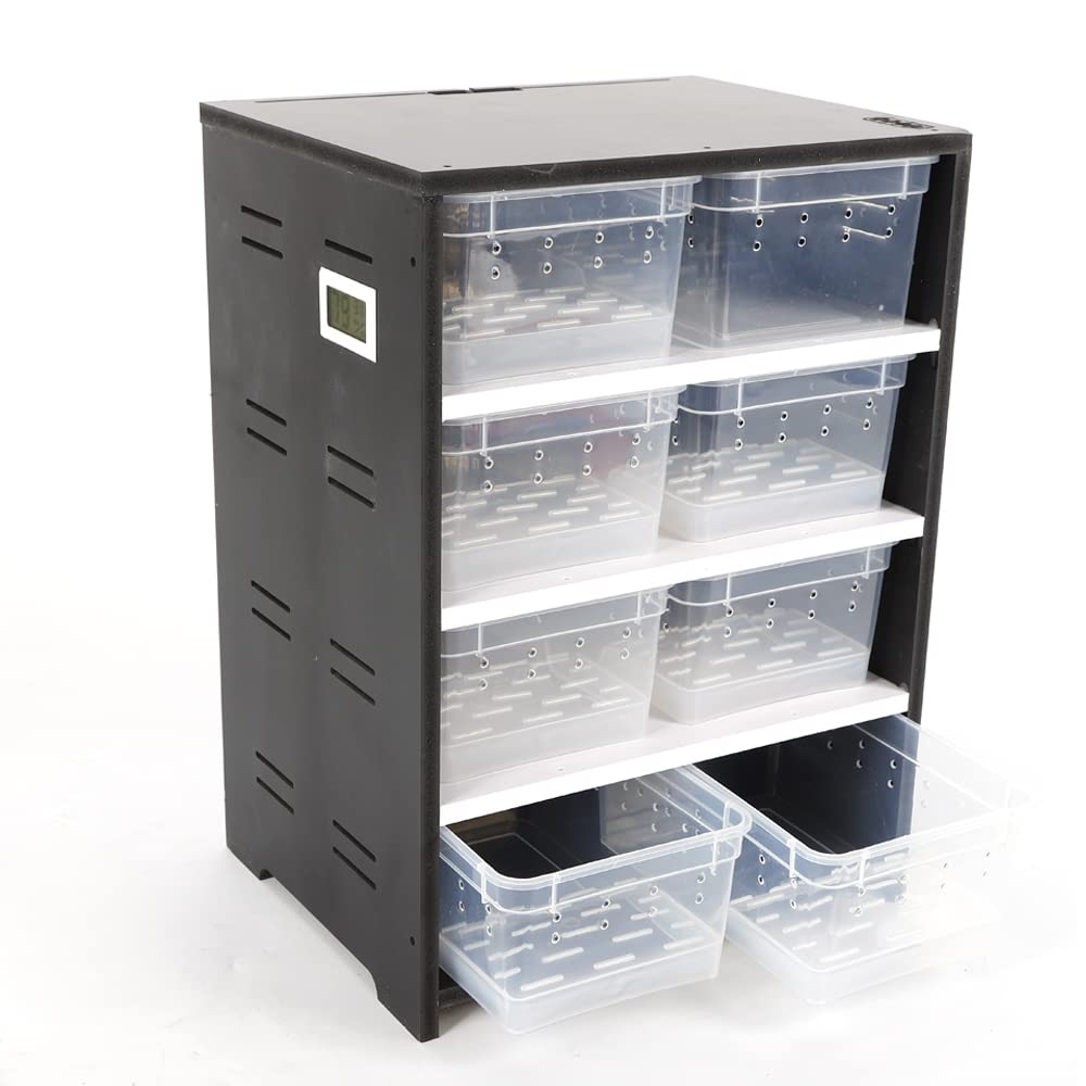 DIFU Reptile Cabinet: 8 Transparent Breeding Box for Spiders, Lizards, Tarantulas with Built-in Hygrometer - Perfect for Reptile Habitat, Pet Enclosure & Insect Observation