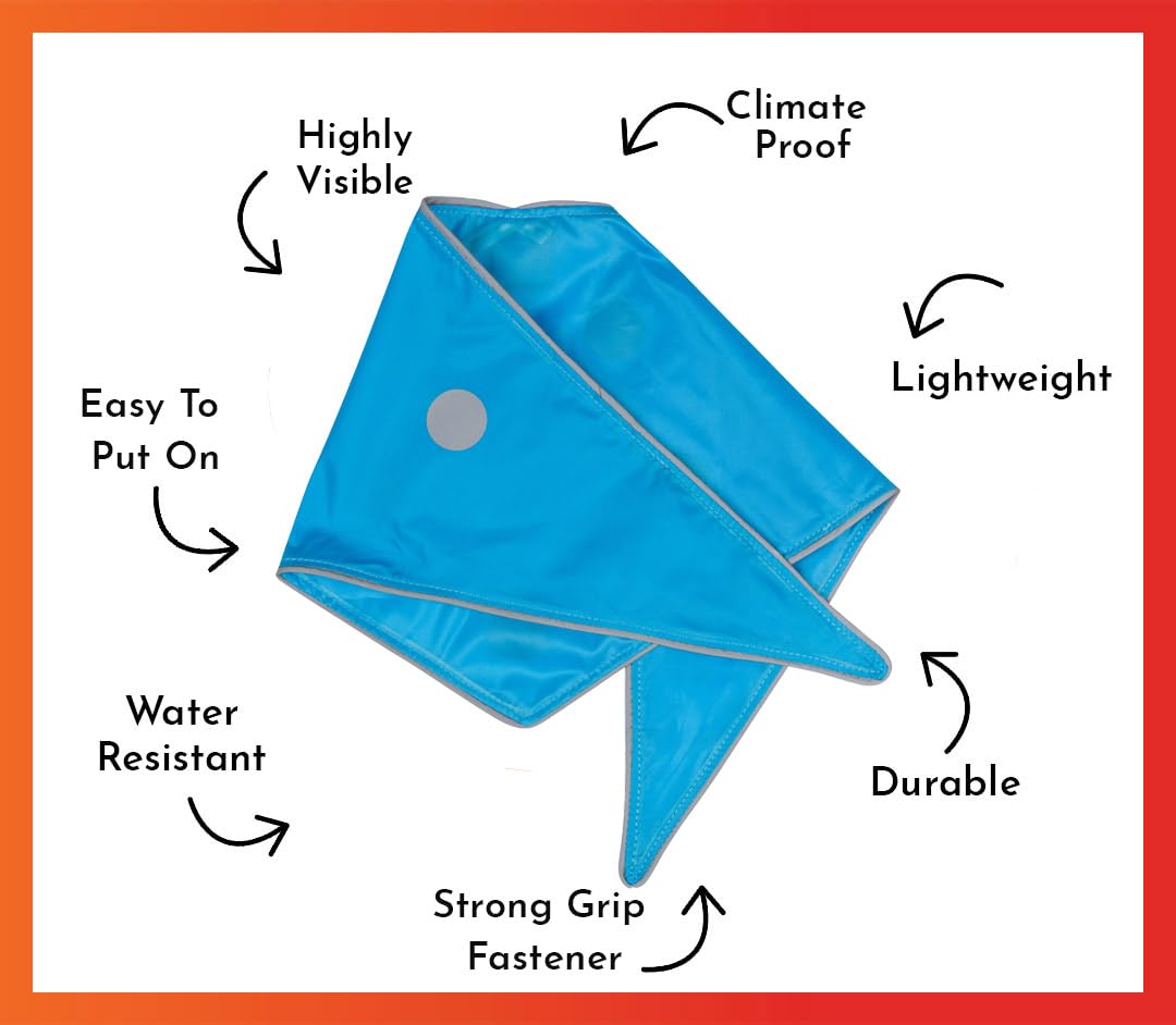 High Visibility Reflective Dog Bandana - Safety Scarf for Small & Large Dogs, Orange Collar Accessory - Perfect for Night Walks, Hunting, Camping & Outdoor Adventures (Neon Blue, XL)