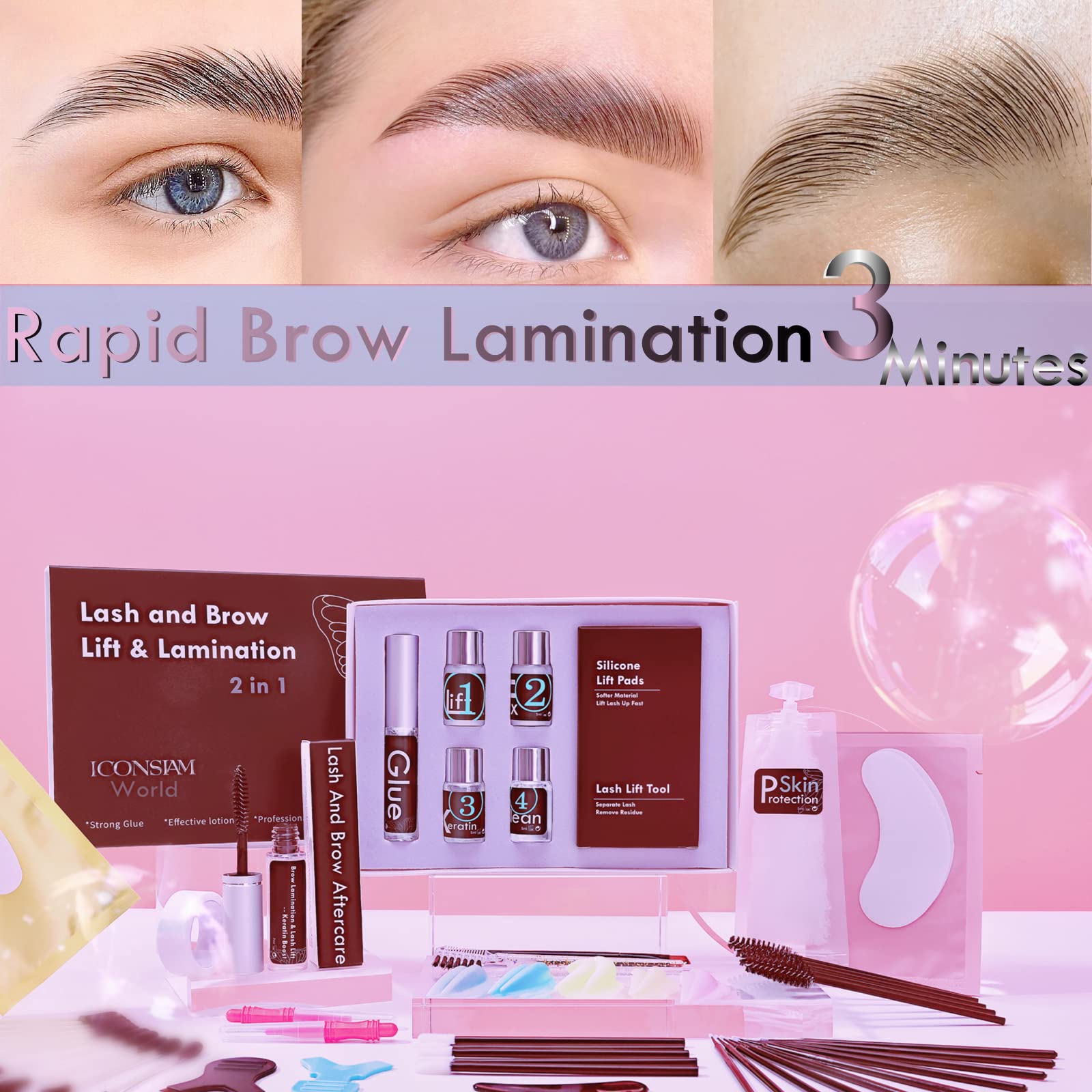 Professional Lash Lift & Brow Lamination 2-in-1 Kit - DIY Eyelash and Eyebrow Perming Solution for Home or Salon Use - Long-Lasting Volume for 6 Weeks (5ml Portable Size, 10 Applications) - Perfect for Bridal Makeup, Special Occasions, and Everyday Glam