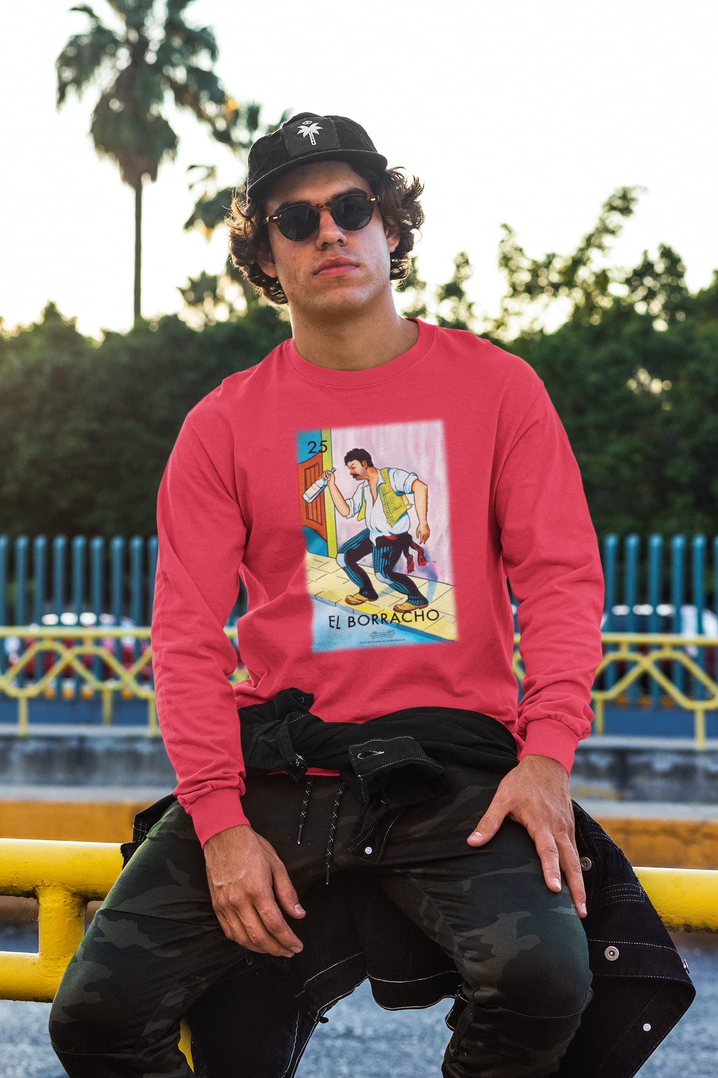 Pop Threads El Borracho Drunk Loteria Card Mexican Graphic T-Shirt for Men - Funny Latino Hispanic Tee - Perfect for Cinco de Mayo, Fiesta Parties & Casual Wear