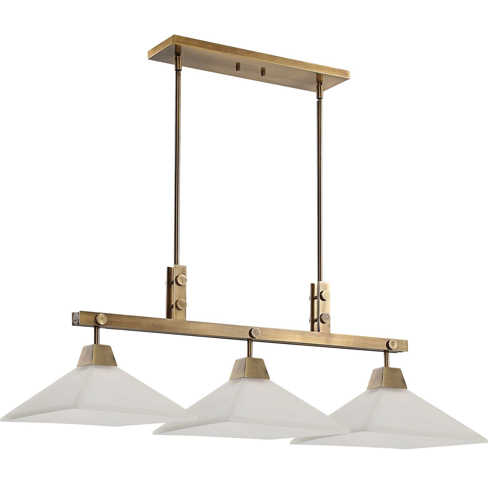 Brookdale Industrial 3-Light Linear Chandelier in Gold - Modern Farmhouse Ceiling Light Fixture for Dining Room, Kitchen Island & Bedroom Lighting