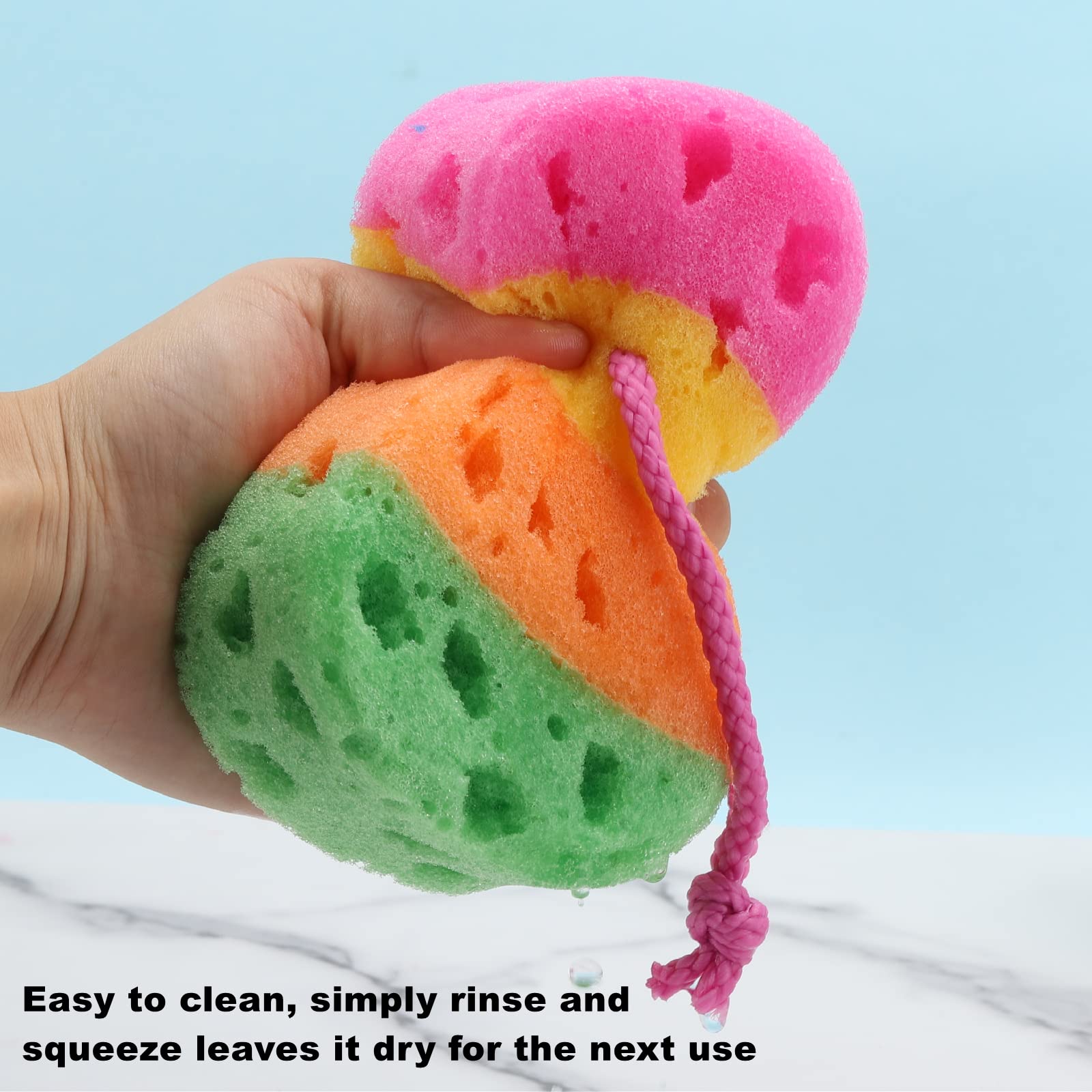 BTYMS 3-Pack Exfoliating Bath Sponges - Soft Shower Loofah & Body Scrubber for Gentle Skin Cleansing - Perfect for Spa, Daily Shower & Sensitive Skin Care