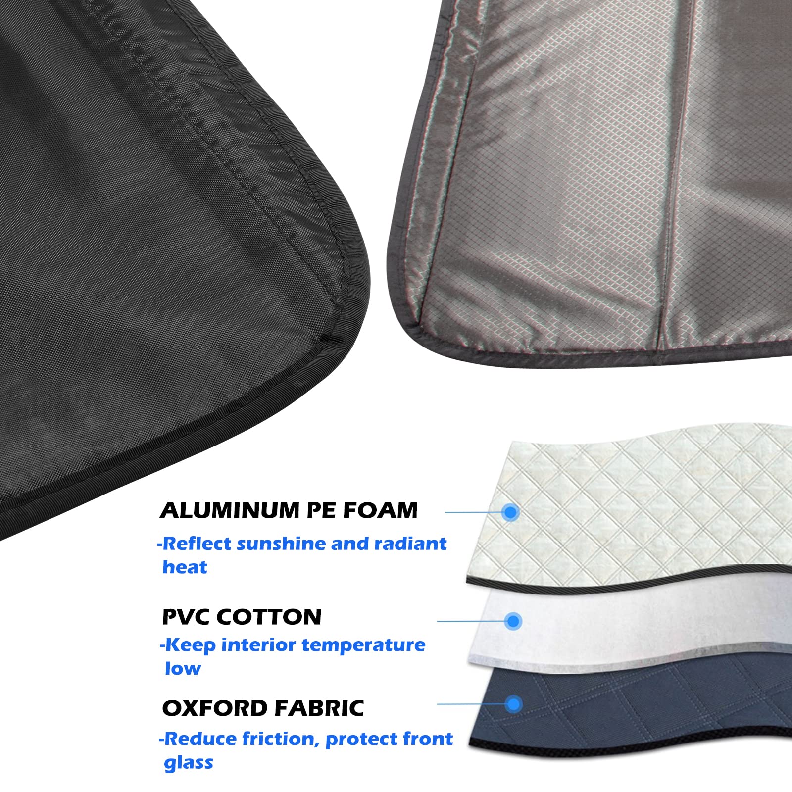 Foldable Insulated Blackout Sun Shade Cover for Ford Transit Van 2015-2022 - Crew Window & Windshield Protector for Heat, UV Rays & Privacy - Perfect for Camping, Travel & Parking