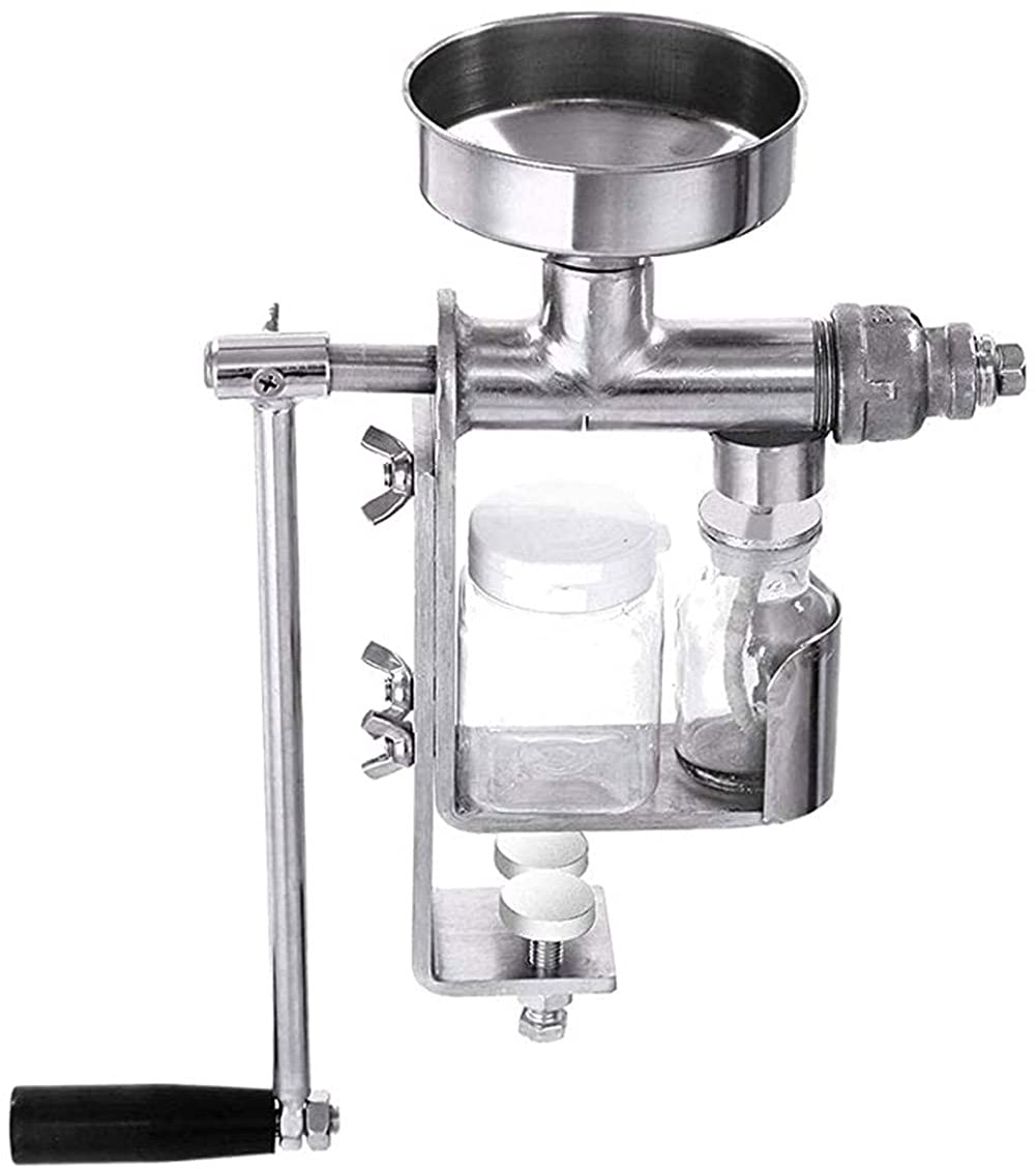 Stainless Steel Manual Oil Press Machine - Nut Hazelnut Soybean Rapeseed Sunflower Sesame Seed Extractor & Grinder for Home Kitchen Use | Perfect for Cold Pressed Cooking Oil Making