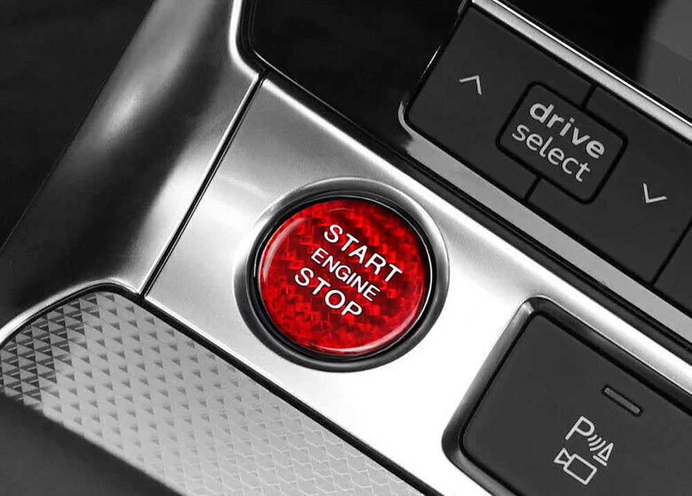 Real Carbon Fiber Engine Push Start Button for 2019+ Audi A6 A7 - High-Performance Ignition Upgrade for Sports Cars & Luxury Vehicles | Perfect for Racing Enthusiasts & Car Modifications
