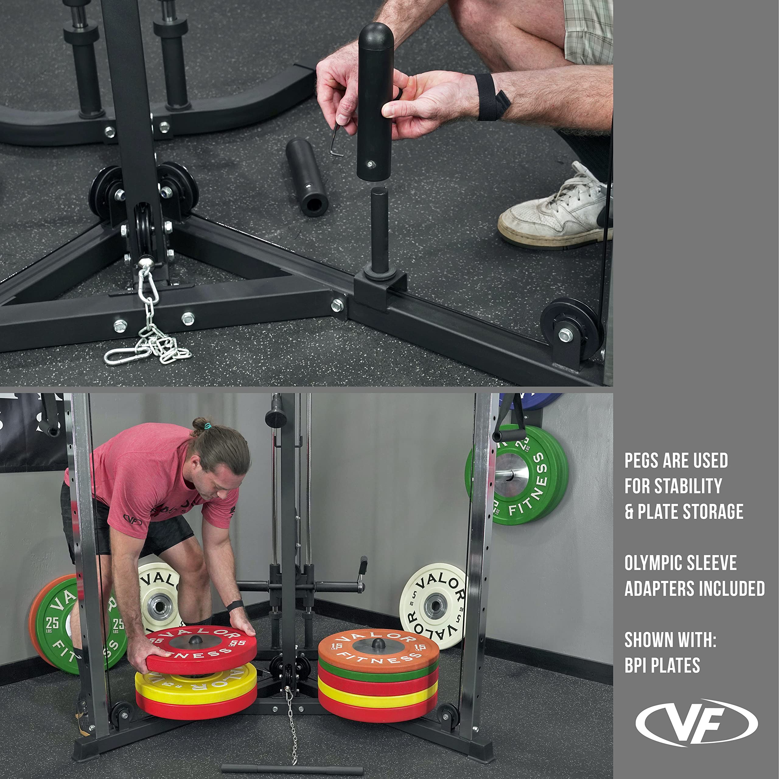 Valor Fitness Cable Crossover Machine - 17 Adjustable Positions with Pull Up Bars & Optional Attachments | 200 lb Plate Loaded Pulley System for Home Gym Strength Training | Perfect for Full-Body Workouts, Muscle Building & Functional Training