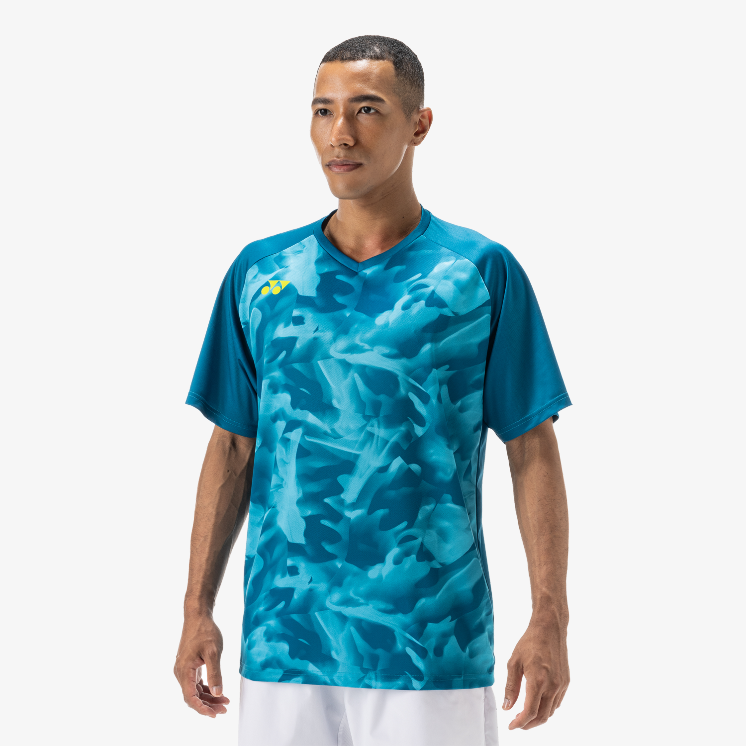 Yonex YM0033 Men's Crew Neck T-Shirt - Breathable & Comfortable Athletic Shirt for Tennis, Running & Gym Workouts (Blue Green)