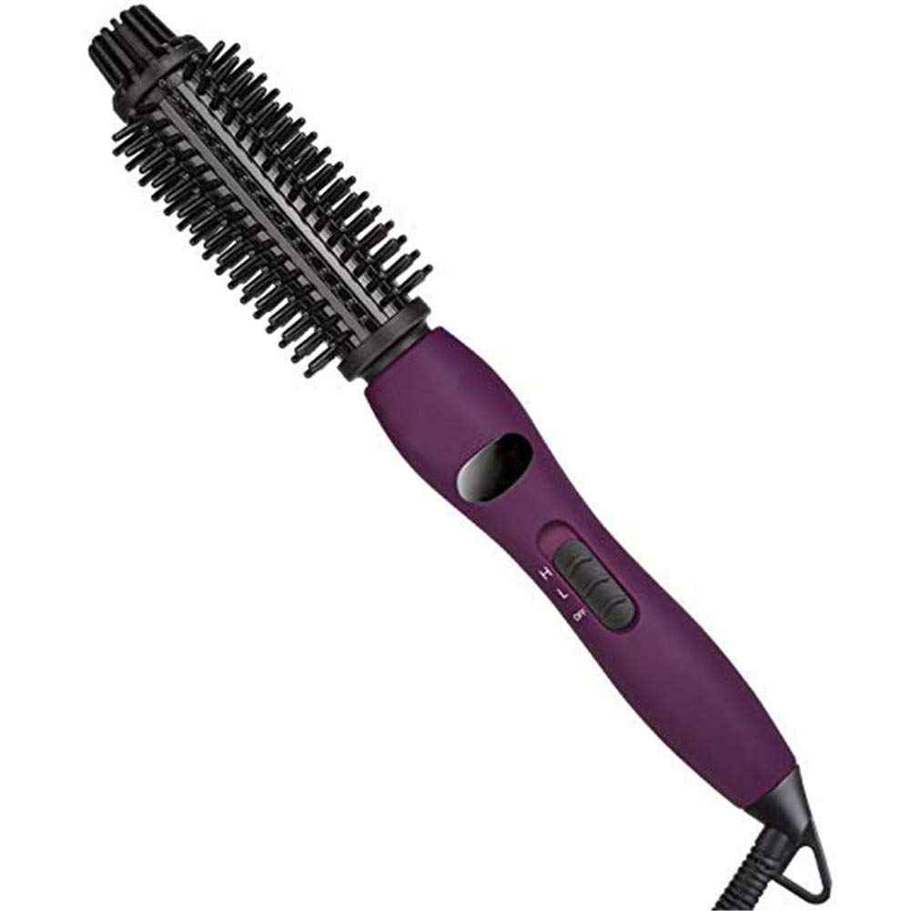 1 Inch Dual Voltage Ceramic Tourmaline Ionic Curling Iron Brush - Anti-Scald Instant Heat Up Hair Curler Wand for Long Hair, Professional Heated Styler Brush (Purple) - Perfect for Salon-Quality Waves & Curls at Home, Travel & Daily Styling