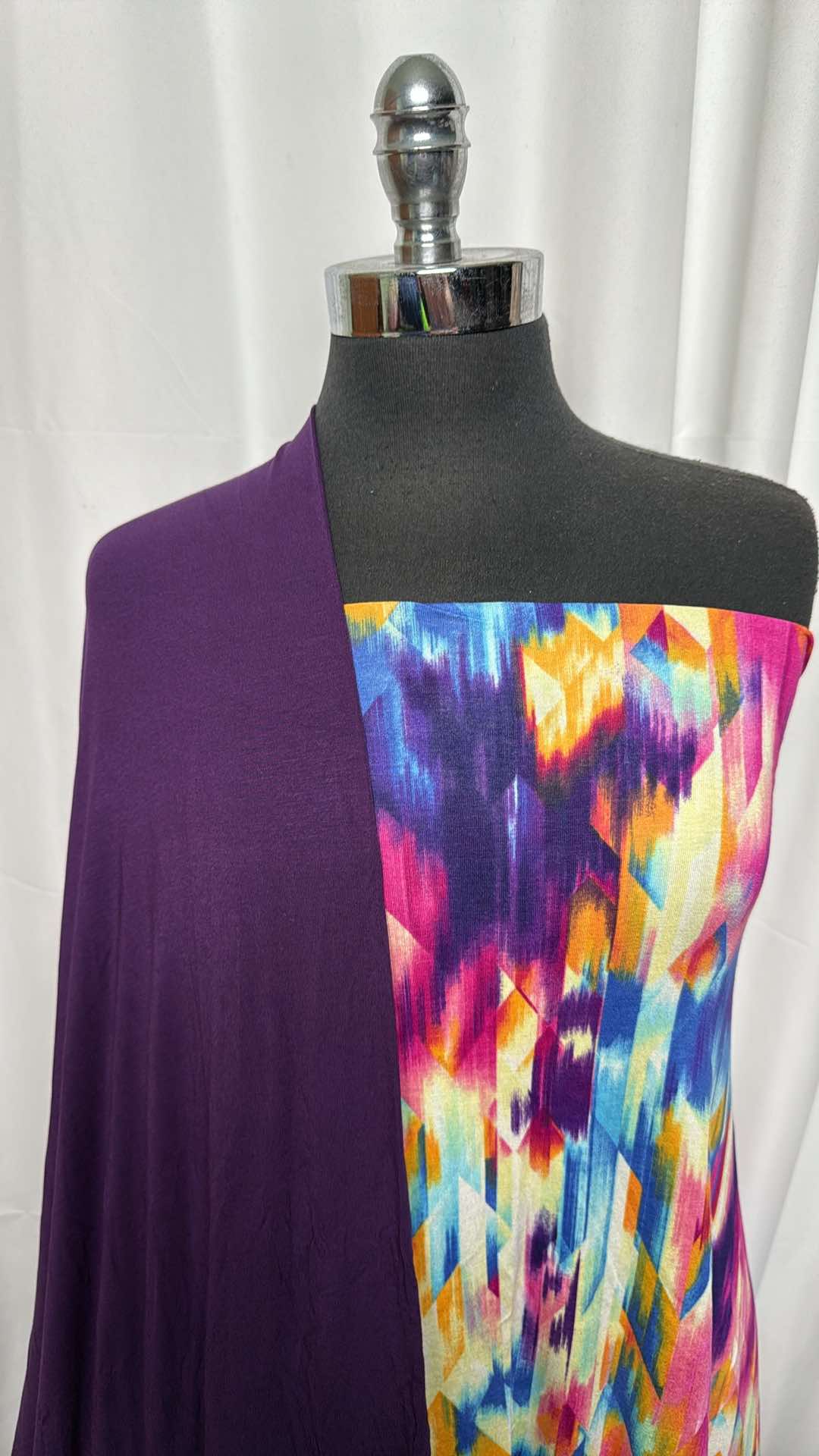 3 Yards Geo & Purple R/S Fabric Bundle (A27134) - Perfect for Quilting, Sewing, and DIY Craft Projects