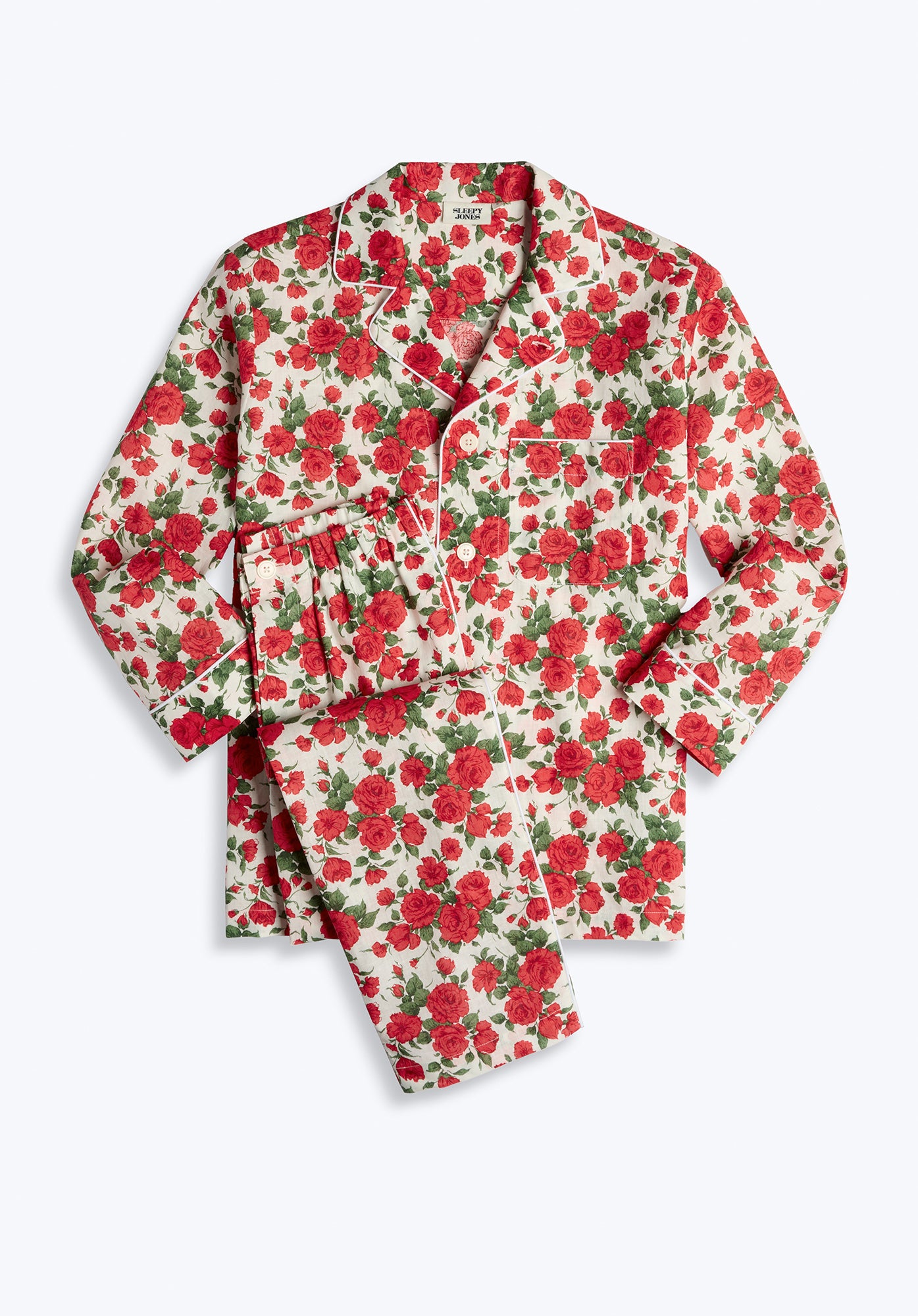 Margaret Linen Pajama Set - Liberty Carline Roses Floral Print Women's Sleepwear | Soft & Breathable Loungewear for Relaxation & Comfortable Sleep