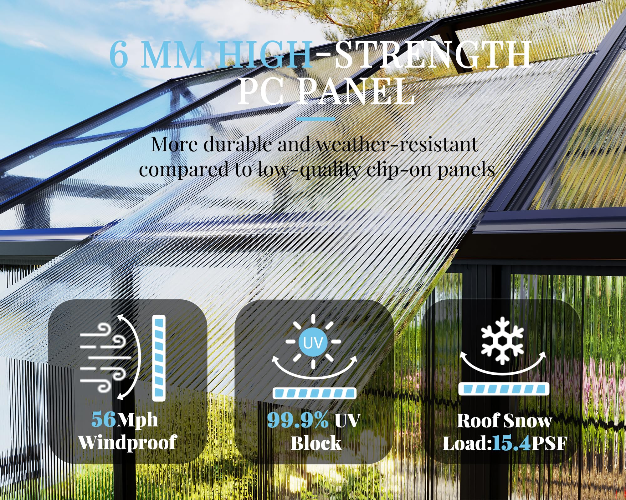 Jocisland 7.5x11.2x7.4 FT Walk-in Greenhouse - Durable Aluminum Frame & Polycarbonate Panels with Ventilation Windows & Rain Gutter System, 2 Swing Doors with Hooks - Perfect for Outdoor Gardening, Backyard Plant Nursery & Year-Round Growing