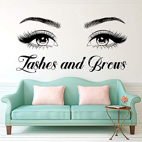 Eyelash & Eyebrow Quote Wall Decal Stickers - Vinyl Beauty Salon Decor for Home & Business - Motivational Mural Art (Black) | Perfect for Salon Walls, Bedroom Decor & Spa Interior Design