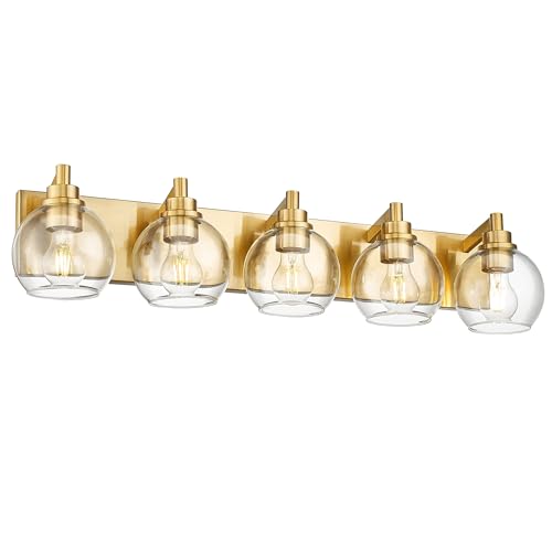 Gold & Clear Glass, 5 Light