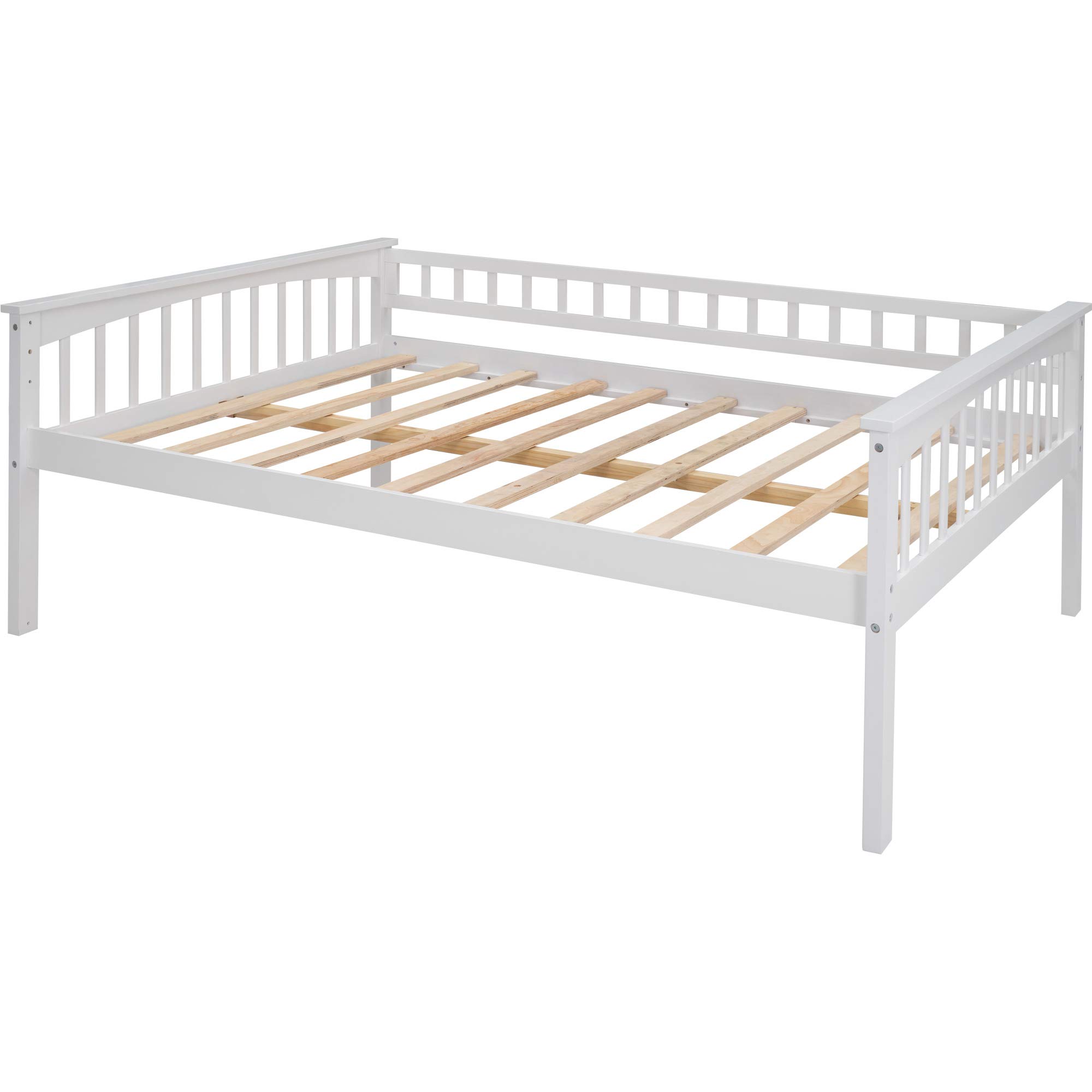 Solid Wood Full Over Full Bunk Bed with Storage Drawers & Ladder - Convertible to Twin Daybeds for Kids & Guest Rooms
