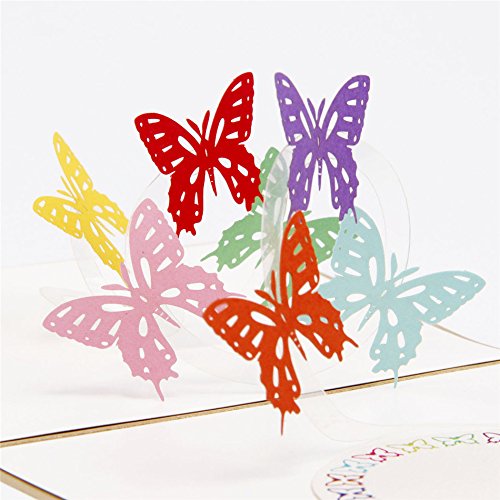 3D Pop Up Greeting Card for Valentine's Day, Mother's Day, Anniversary & Birthday - Rainbow Butterfly Design | Perfect for Wife, Mom & Loved Ones | Handmade Paper Craft Gift for Special Occasions