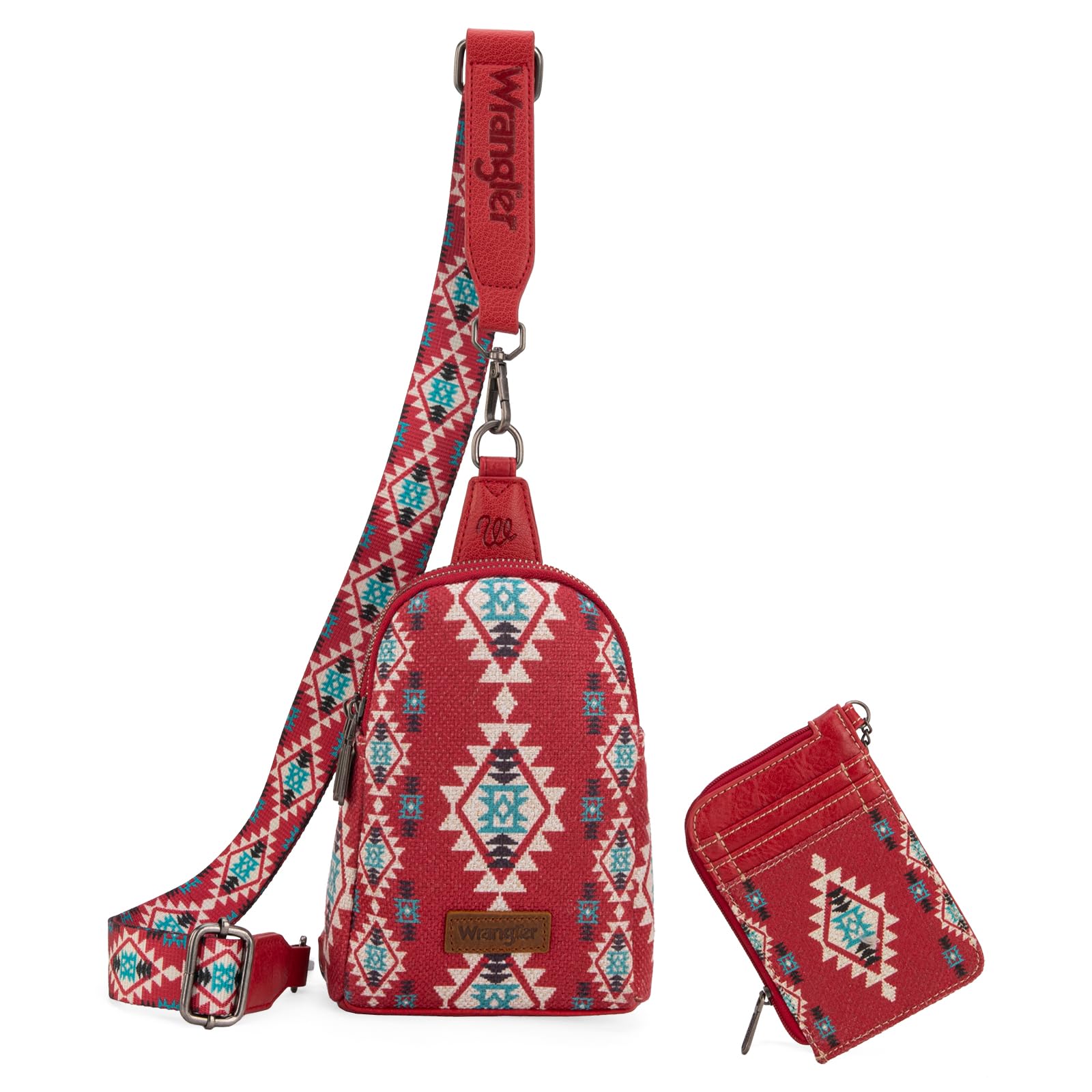 Wrangler Aztec Crossbody Sling Bag for Women - Stylish Leather Wallet Set with Adjustable Strap | Perfect for Travel, Shopping & Everyday Use