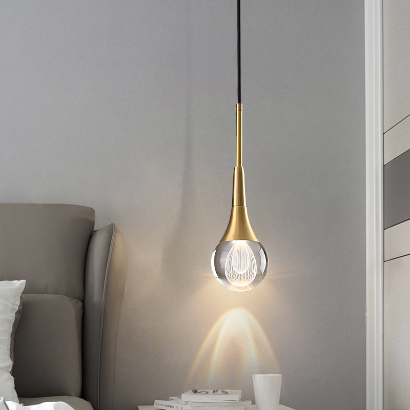 Elegant Drop-Shaped Crystal Pendant Light - Modern Chandelier for Dining Room, Bedroom, or Living Room Decor