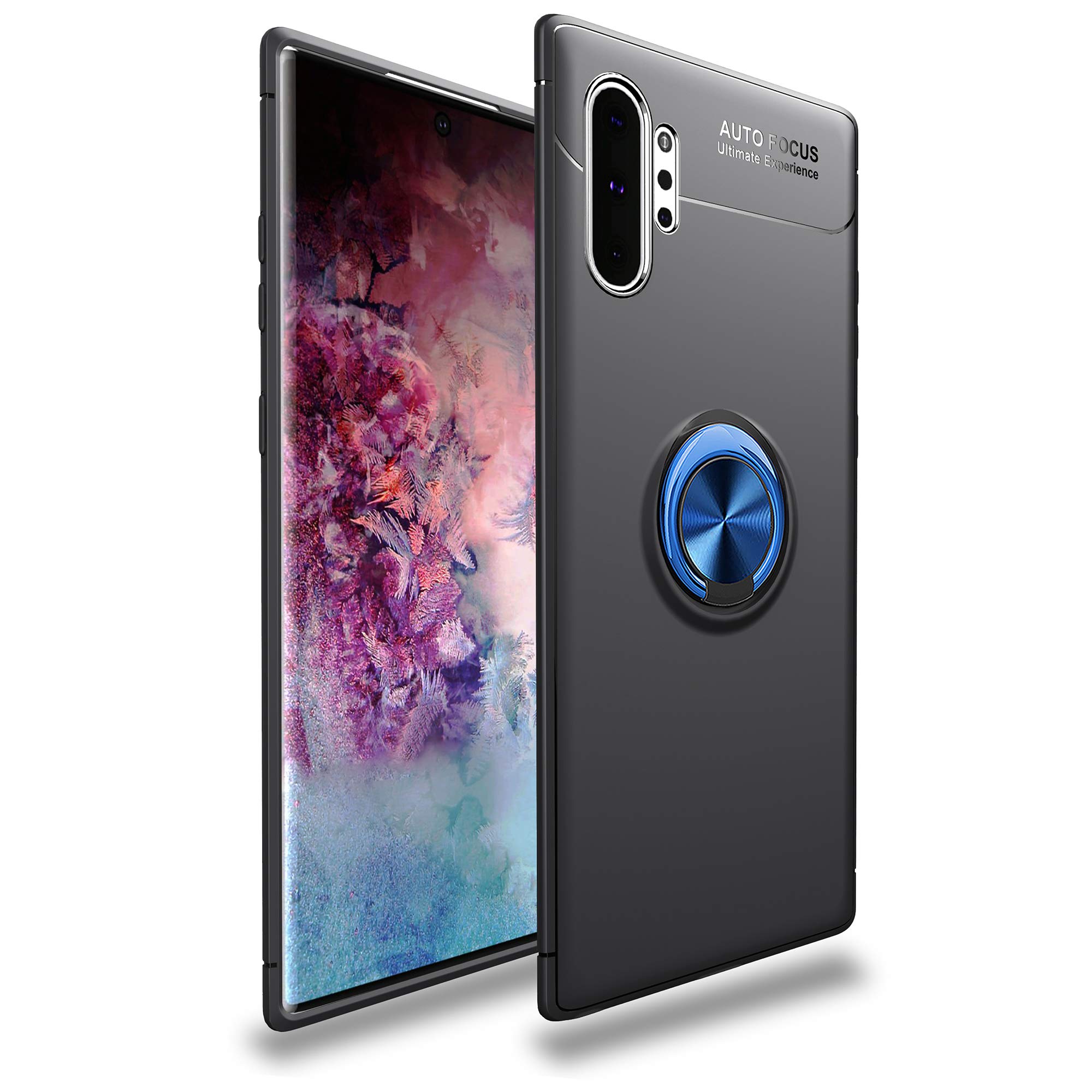 Samsung Galaxy Note 10 Plus Case with Rotatable Metal Ring Kickstand & Magnetic Car Mount - Shockproof Ultra Slim Protective Cover (Blue & Black) | Perfect for Hands-Free Viewing, Secure Grip & Car Mounting
