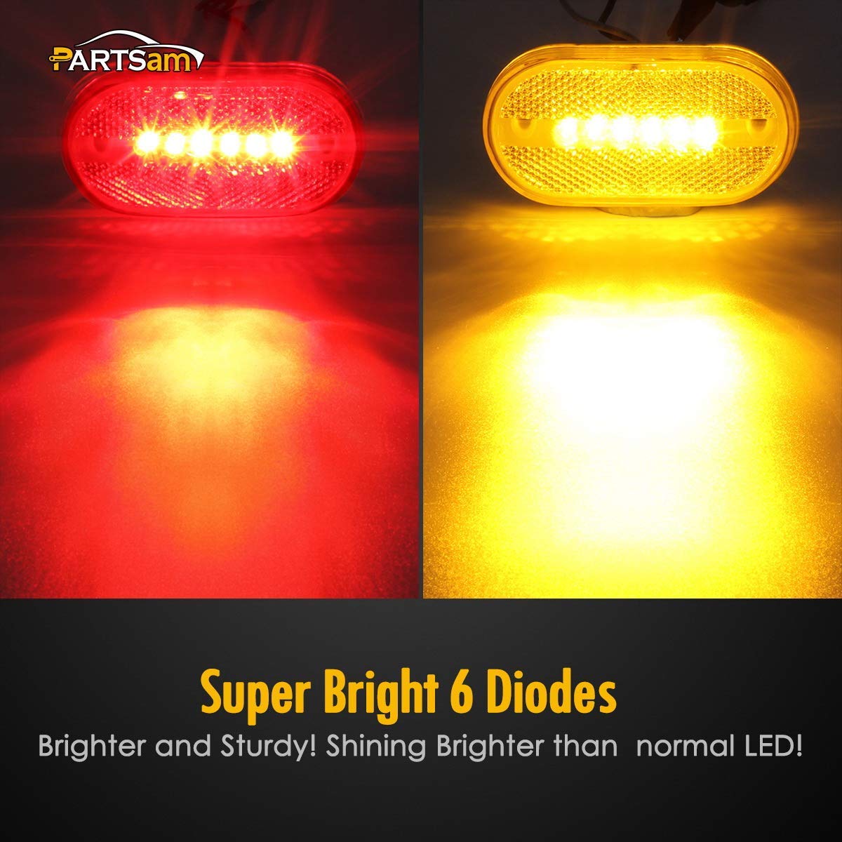 Partsam 14x Amber/Red 2x4 Inch LED RV Camper Tail Light Kit - 6 Diode LED Marker Lights with Red Surface Mount Stop/Turn/Tail & License Plate Lights - Waterproof for RV Trailers, 5th Wheel Motorhomes & Campers - Perfect for Night Driving & Enhanced Safety