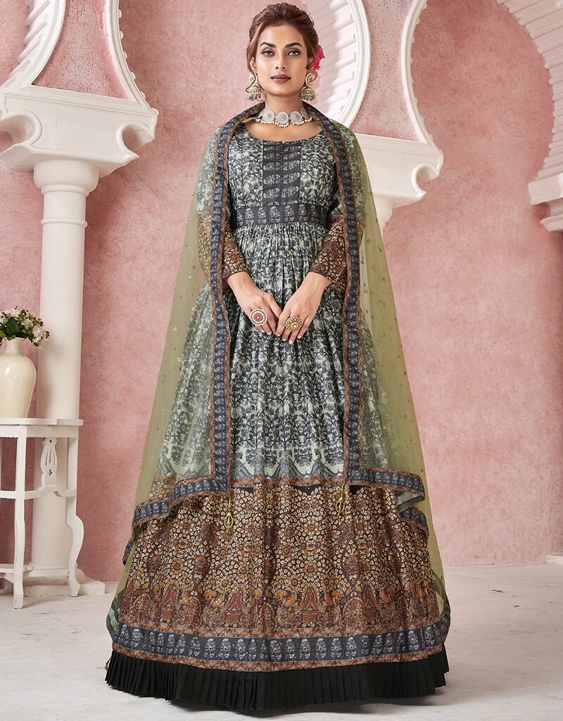 Elegant Black Dola Silk Anarkali Suit for Women - Traditional Indian Party Wear & Wedding Guest Outfit - Perfect for Festivals, Celebrations and Special Occasions