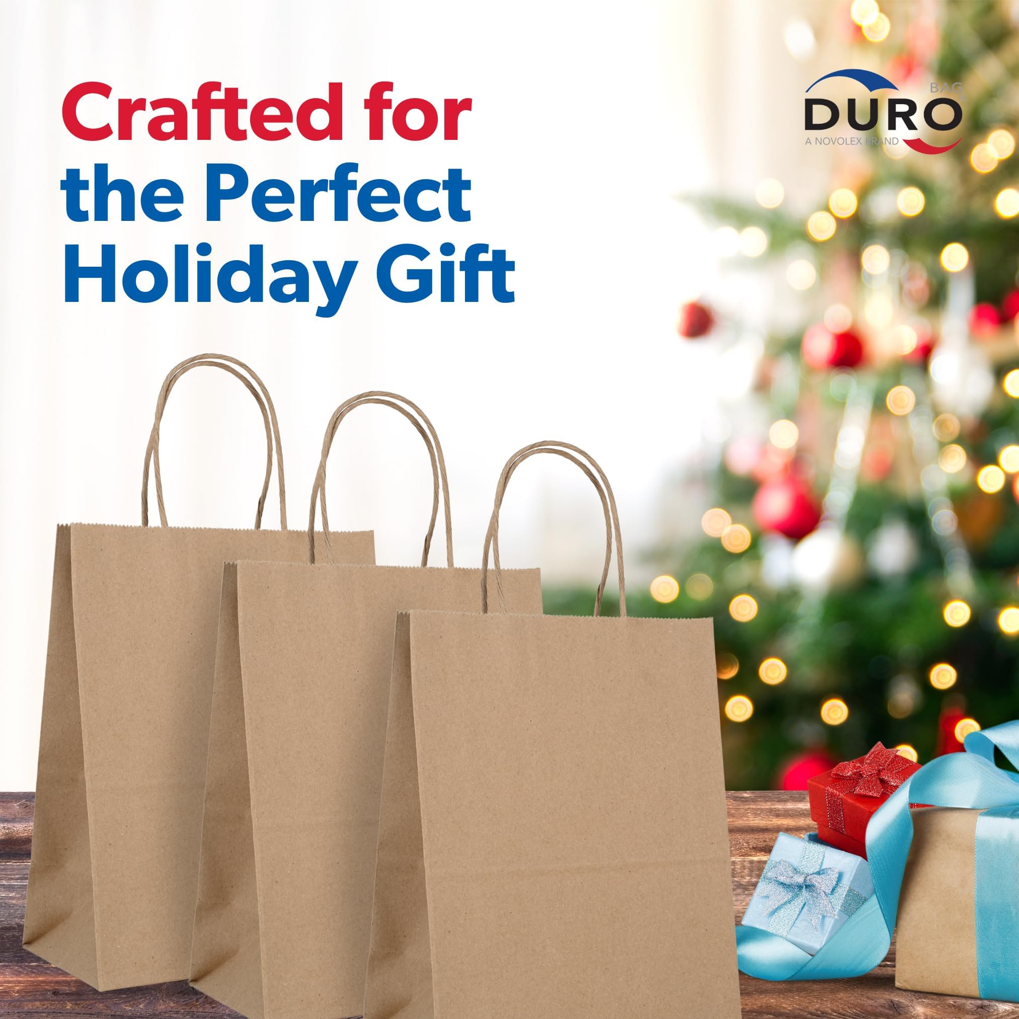 Durable 60# 8x4.5x10.25 Brown Kraft Paper Bags with Handles - Pack of 250 for Small Business, Retail Shopping, Party Favors, Gift Packaging & Craft Projects | Perfect for Holidays, Weddings & Eco-Friendly Shopping
