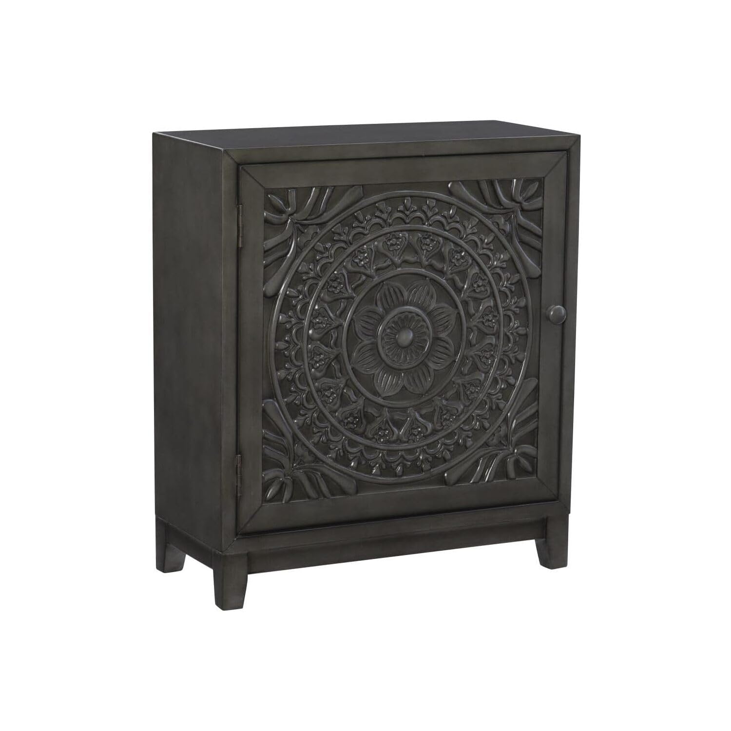 Powell Furniture Grace Accent Cabinet - Dark Grey Storage Console Table for Living Room, Entryway & Bedroom | Modern Sideboard with Shelves & Drawers | Home Decor Organizer