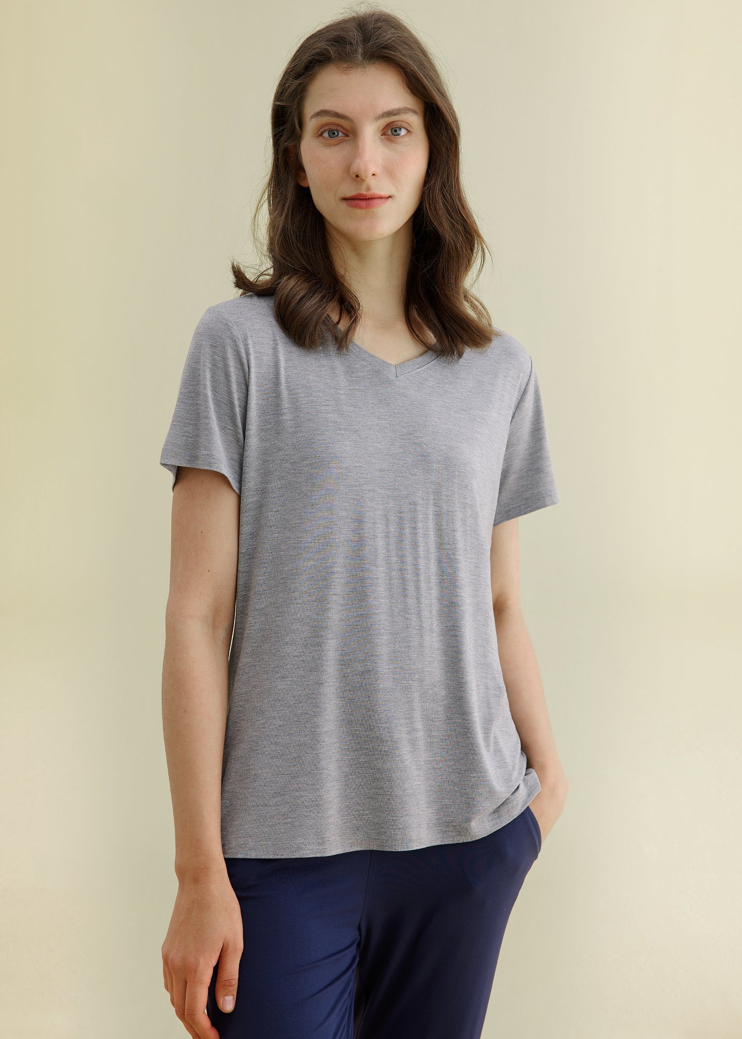 Women's Soft Bamboo Viscose Sleep T-Shirt - V-Neck Pajama Top for Comfortable Nightwear & Lounge Wear - Perfect for Sleeping, Relaxing at Home, and Travel
