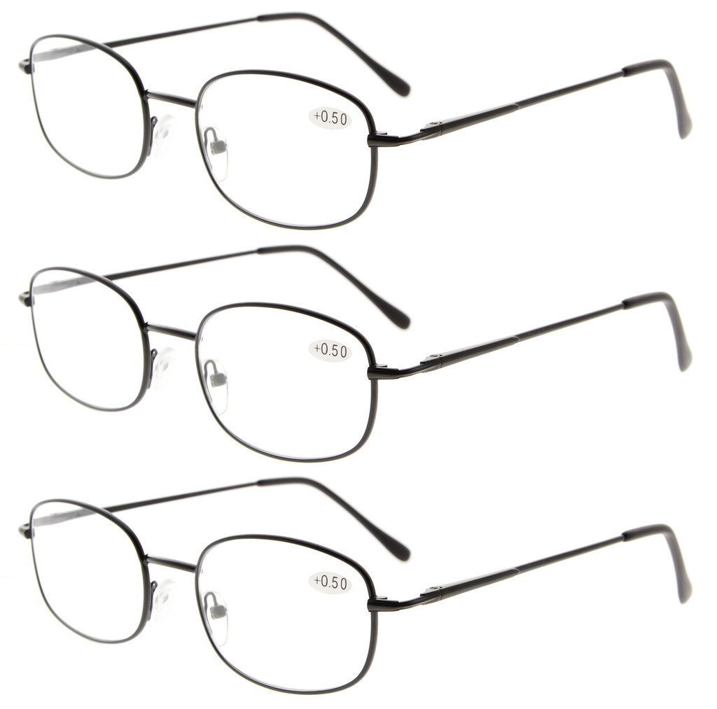 Eyekepper Reading Glasses for Men & Women - 3 Pairs Lightweight Readers with Spring Hinges (Fashion, Work, Computer Use)