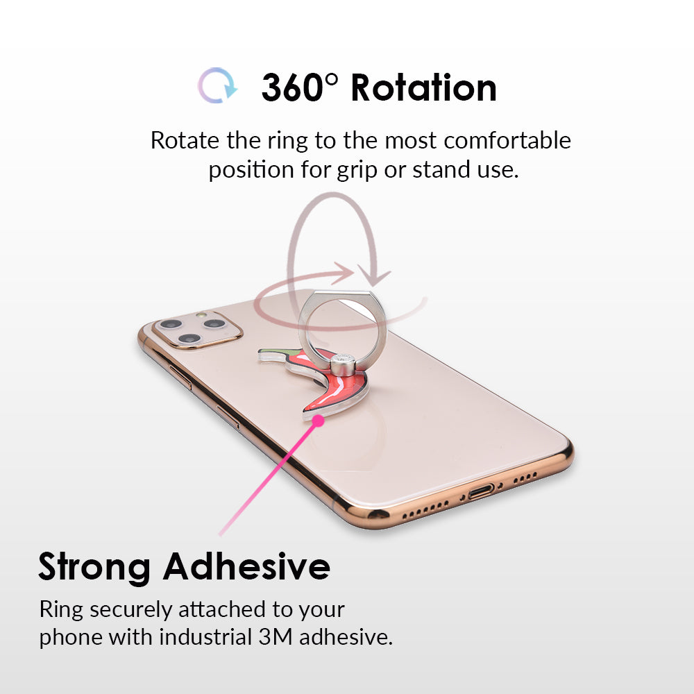 Red Pepper Phone Ring Holder - 360° Rotatable Grip Stand for Smartphones - Perfect for Selfies, Watching Videos & Hands-Free Use at Home, Office or Travel