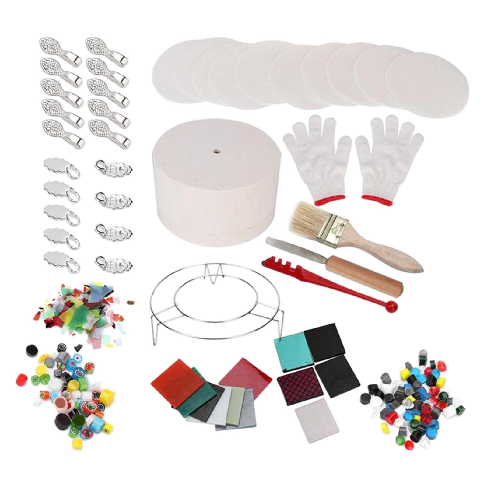 Gepnoo Microwave Kiln Kit for DIY Glass Fusing - Complete Starter Set with Safety Gloves - Perfect for Beginners to Create Handmade Glass Jewelry at Home (Ideal for Pendants, Earrings & Small Art Projects)