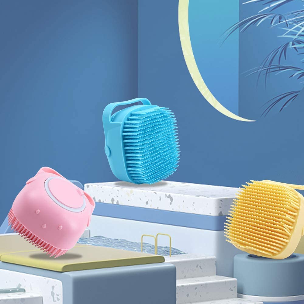 HUDACRUSH Silicone Body Scrubber Brush with Soap Dispenser - Double Sided Exfoliating Brush for Deep Cleaning, Gentle Massage - Perfect for Baby Shower, Kids Bath Time & Adults Skin Care (1 Pack, Multi Color) - Ideal for Sensitive Skin, Back Scrubbing & Spa Relaxation at Home