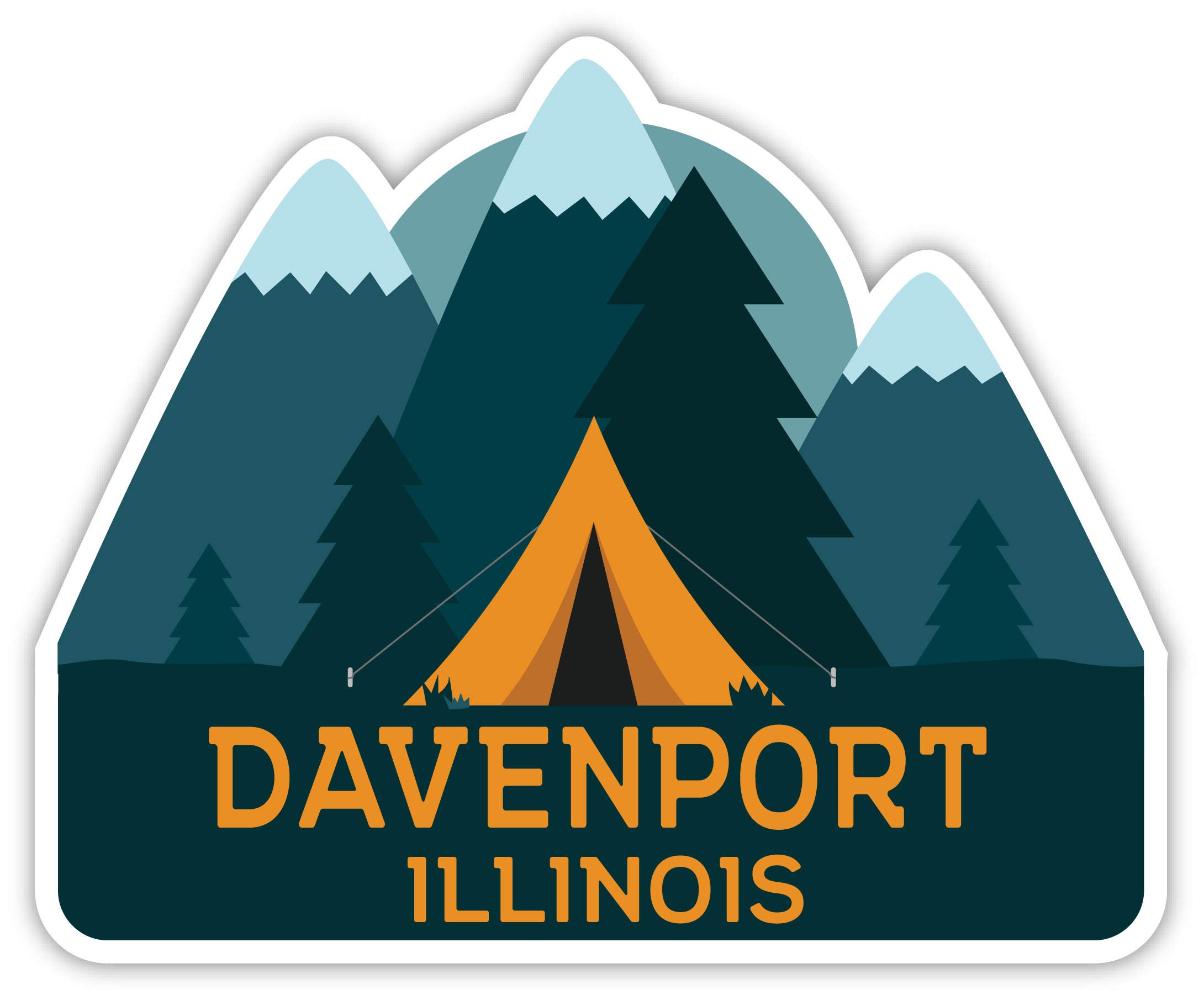 Davenport Illinois Souvenir 2-Inch Vinyl Decal Sticker - Camping Tent Design - Perfect for Laptops, Water Bottles & Car Windows - Great for Travel Enthusiasts & Outdoor Adventures