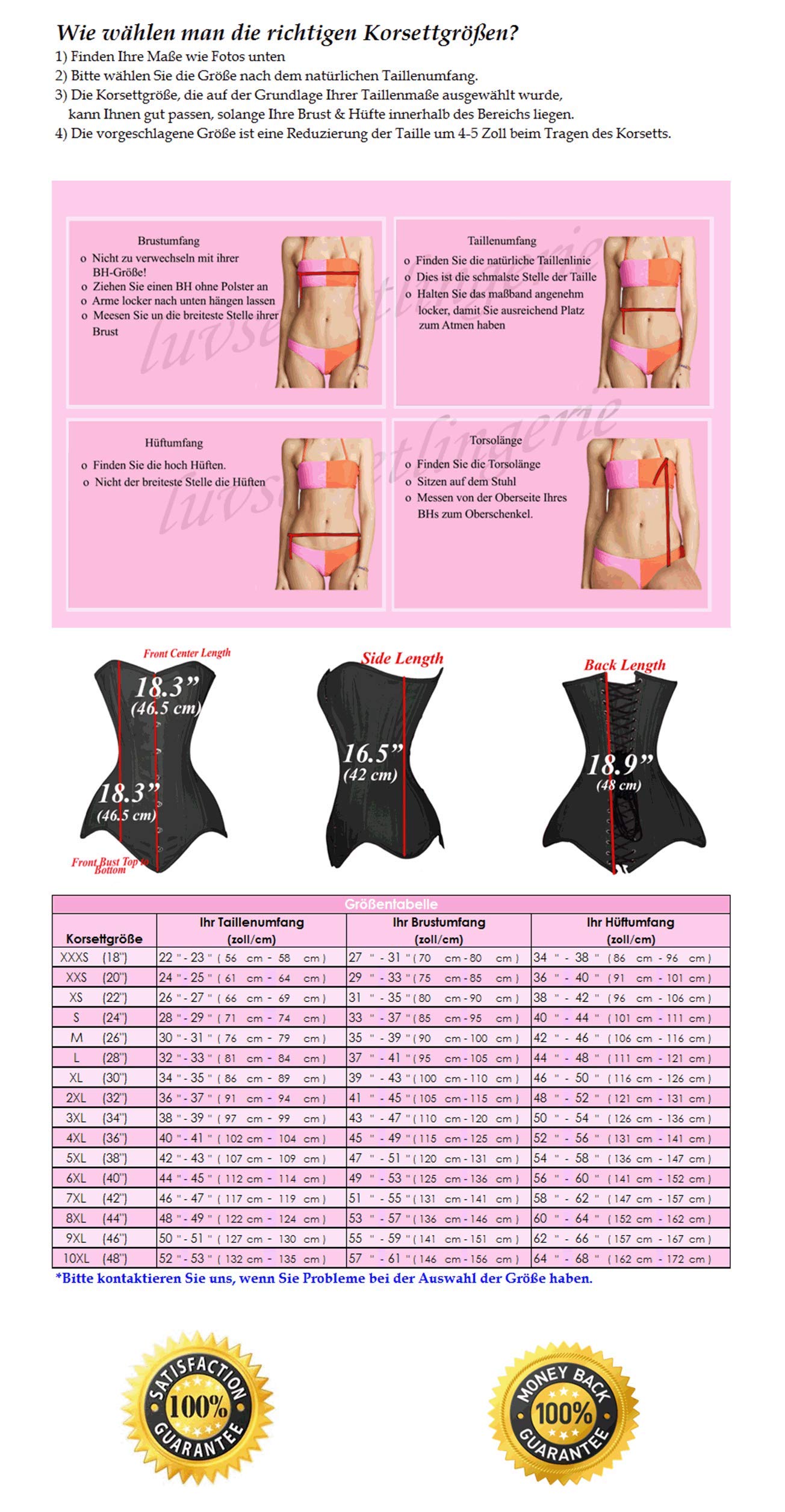 Luvsecretlingerie Heavy Duty 26 Double Steel Boned Waist Training Corset - Brocade Long Torso Overbust Shaper #8151 for Women | Waist Cincher, Body Shaping, Burlesque, Cosplay, Victorian Style Outfits