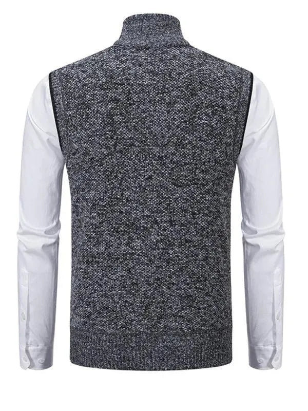 Men's Stand Collar Sleeveless Knit Vest - Casual Slim Fit Pullover Sweater for Layering & Office Wear