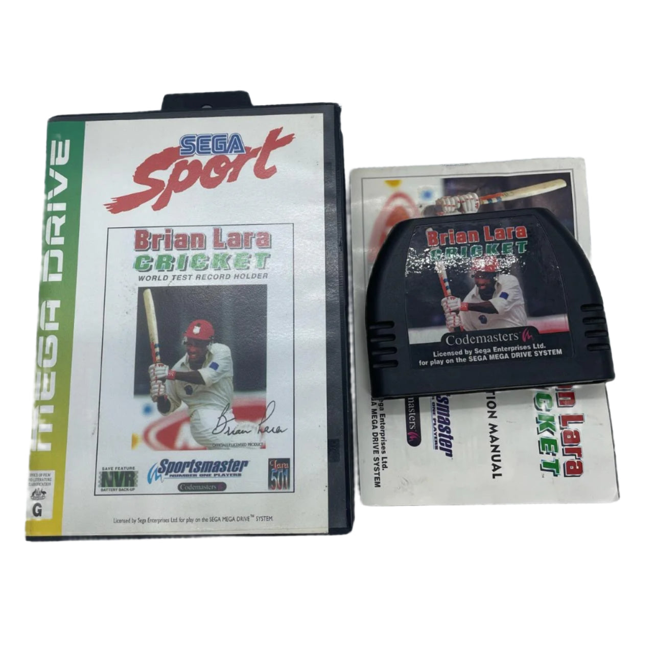 Brian Lara Cricket Sega Mega Drive Game with Manual - PAL Version | Classic 90s Cricket Video Game for Retro Gaming Enthusiasts | Perfect for Nostalgic Gaming Nights and Collectors