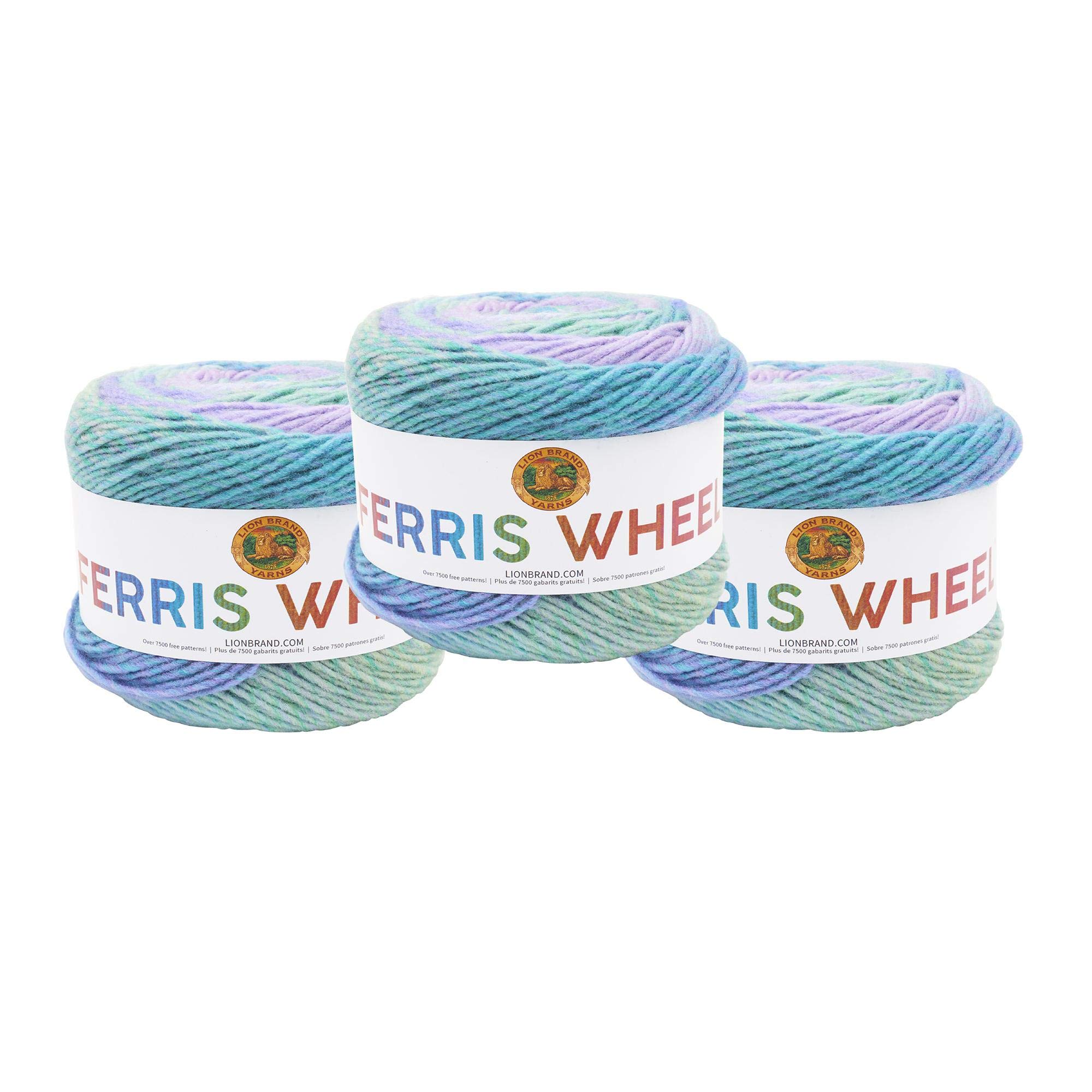 Lion Brand Yarn Ferris Wheel Multicolor Knitting Yarn - Soft Cotton Candy 3-Pack for Crocheting, DIY Crafts, Sweaters & Blankets - Perfect for Home Decor & Gift Making