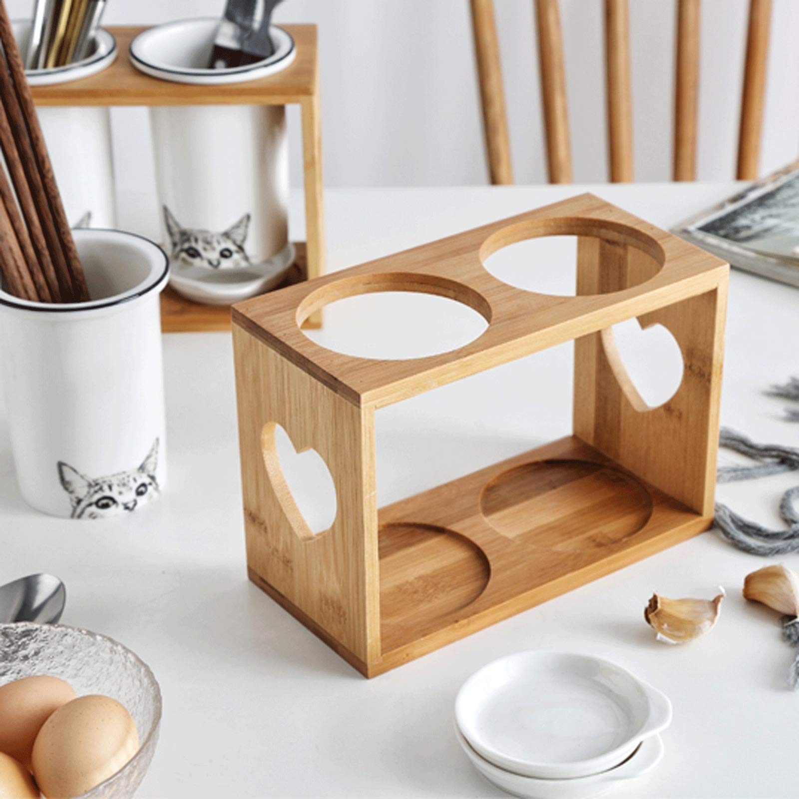Portable 3-Tube Kitchen Utensil Caddy & Cutlery Drainer - Ceramic Utensil Holder for Chopsticks, Spoons, Forks - Compact Utensil Storage & Drying Rack for Countertop, Sink, or Cabinet Organization
