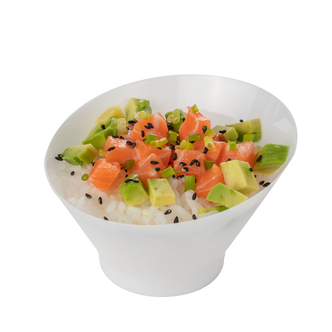 5 oz Round White Plastic Small Incline Bowl - 3.75