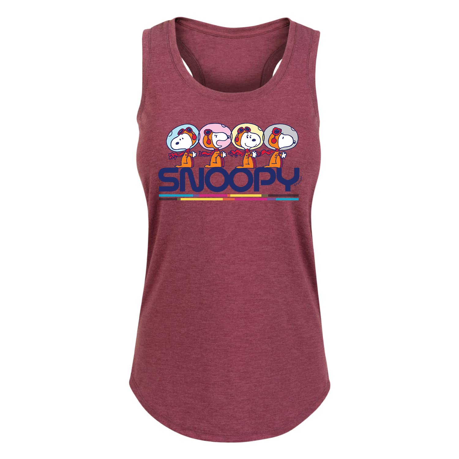 HYBRID APPAREL Women's Peanuts Space Snoopy Racerback Tank Top - Soft Cotton Blend Summer Workout & Casual Wear