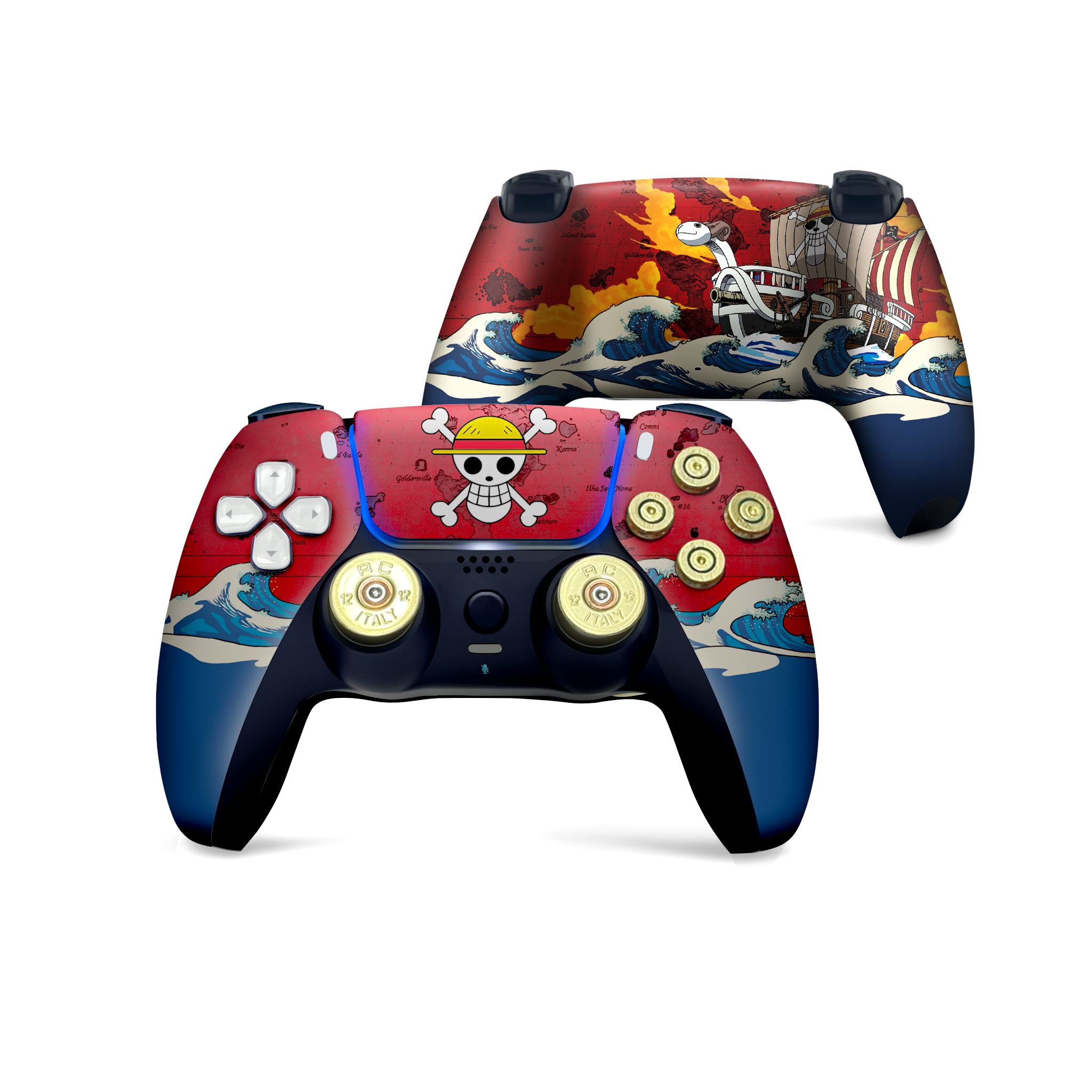 Custom Wireless PS5 Controller for Playstation 5 Console - One Piece Bullet Design with Permanent Hydro-Dip Printing | Officially Licensed, USA Made | Perfect for Gaming, Streaming & Competitive Play