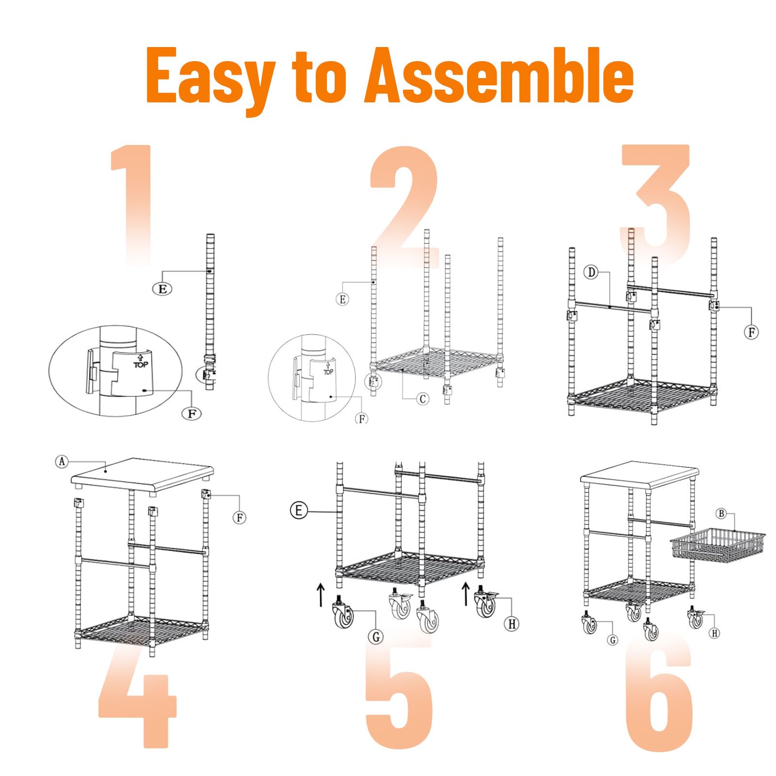 GARVEE 3-Tier Metal Wire Rolling Cart with Wheels - Sturdy Storage Organizer for Kitchen, Bathroom, Office, or Dorm Room | Mobile Utility Cart for Home Organization