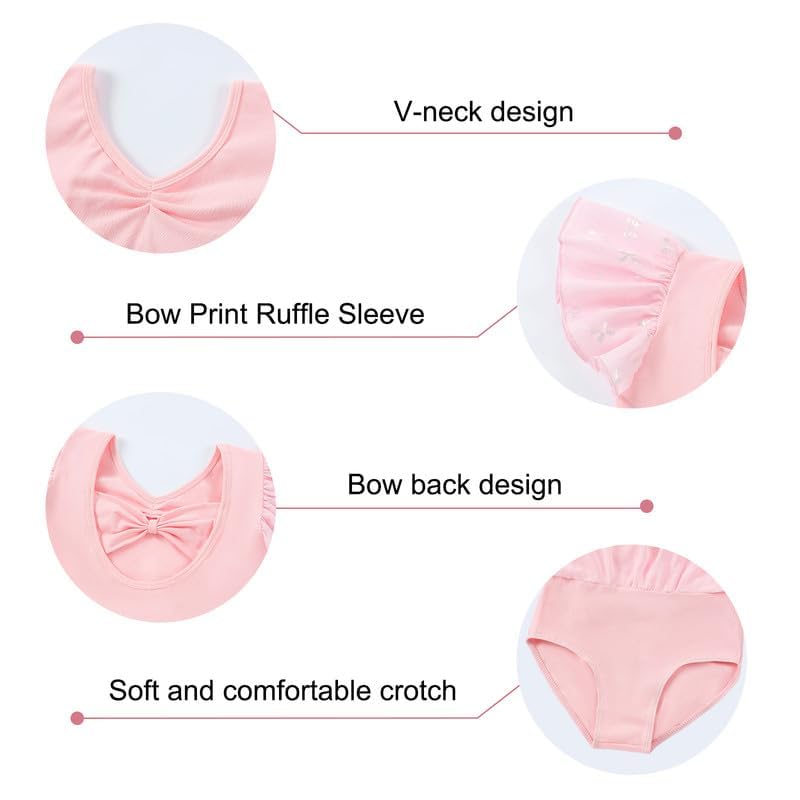 DIPUG Girls Ballet Leotard with Bow - Shiny Dance Dress for Ballet, Jazz, Gymnastics & Performance - Perfect for Recitals, Competitions & Dance Classes