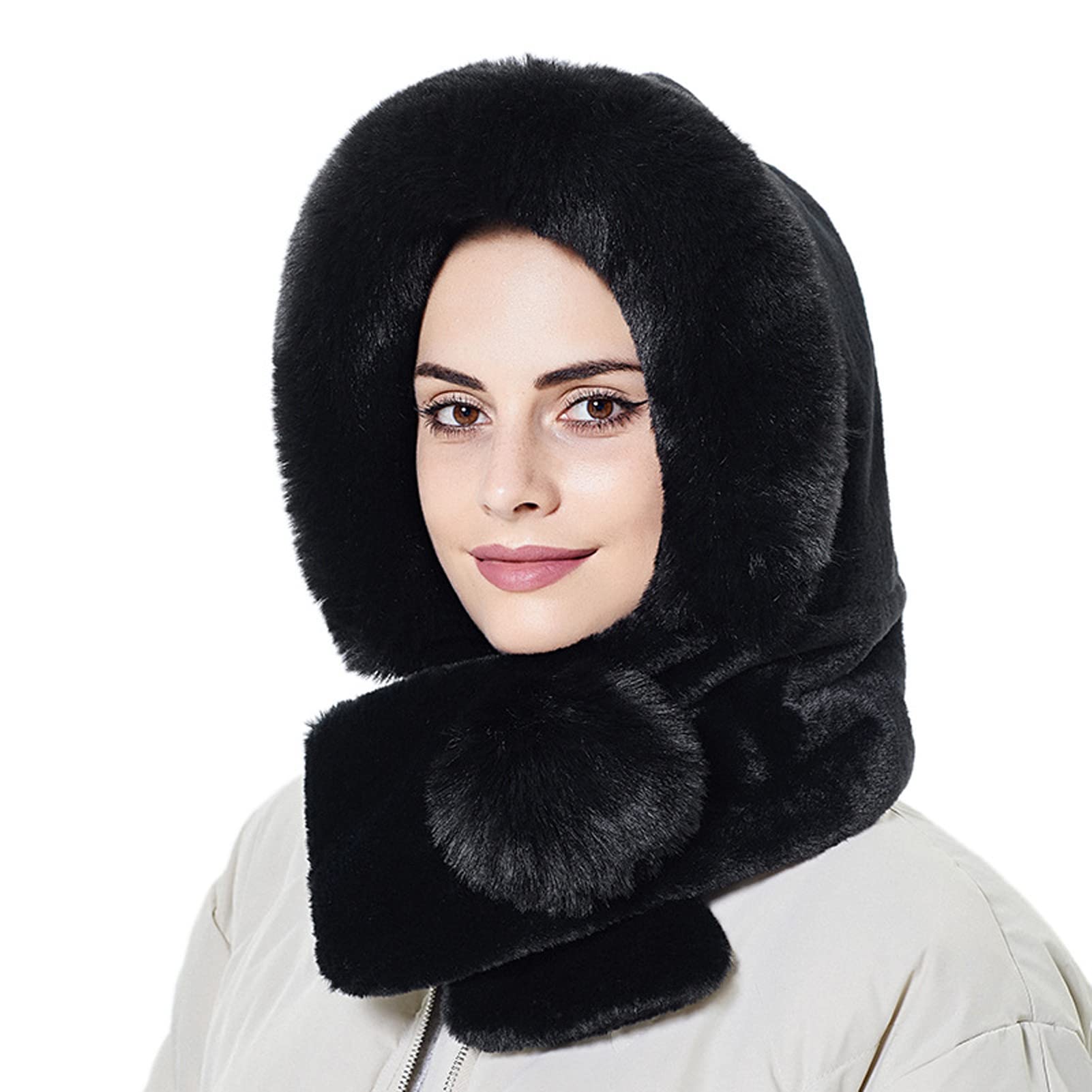 Women's Winter Hooded Scarf Hat - Warm Fleece Balaclava, One Piece Slouchy Hoodie Beanie & Neck Warmer for Cold Weather | Outdoor Activities, Skiing, Snowboarding, Hiking