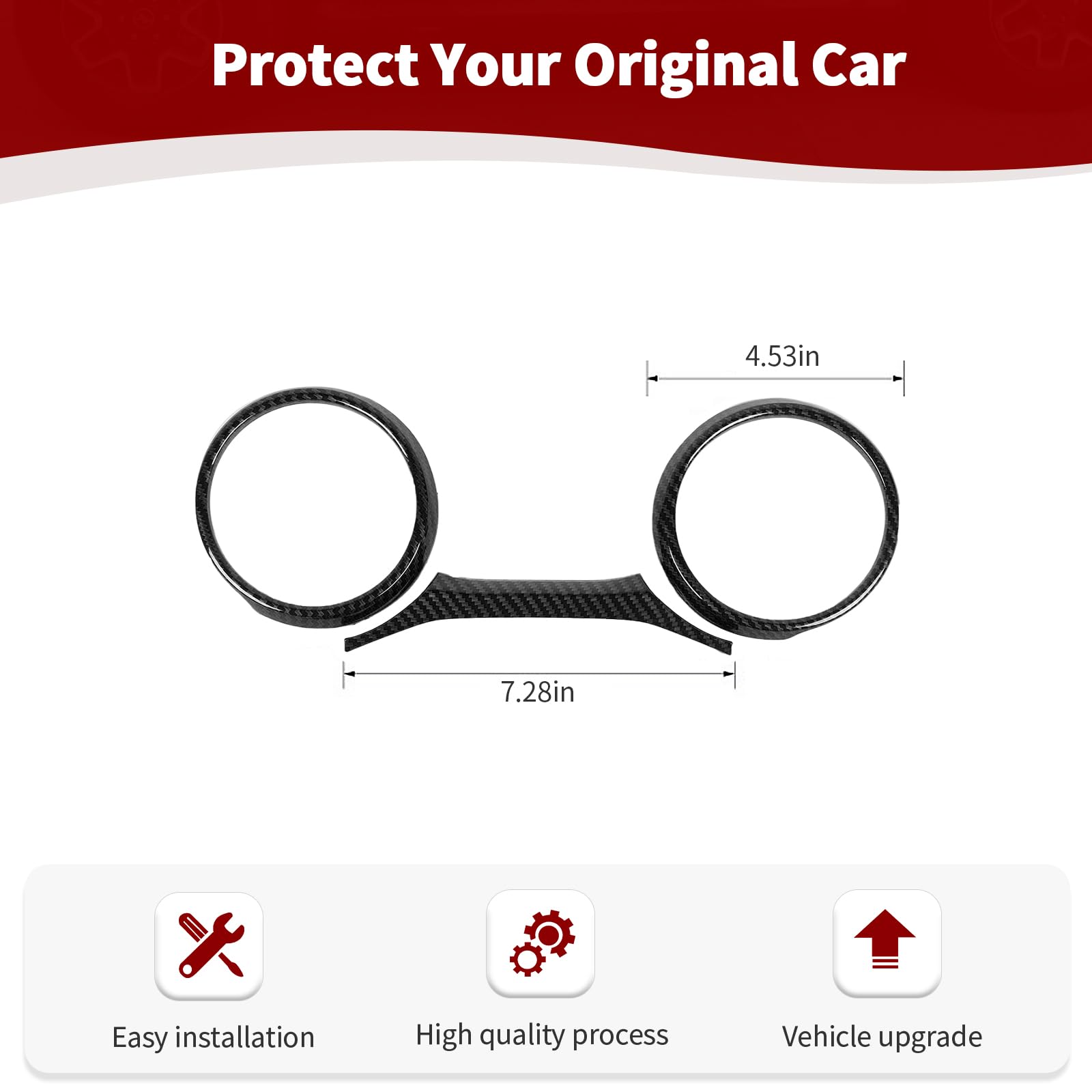 Jeep JL Dashboard Gauge Trim Ring Cover - Carbon Fiber Panel for Wrangler JL/JLU & Gladiator JT (2018-2023) | 3-Piece Black Interior Accessories | Off-Road & Daily Driving Upgrade