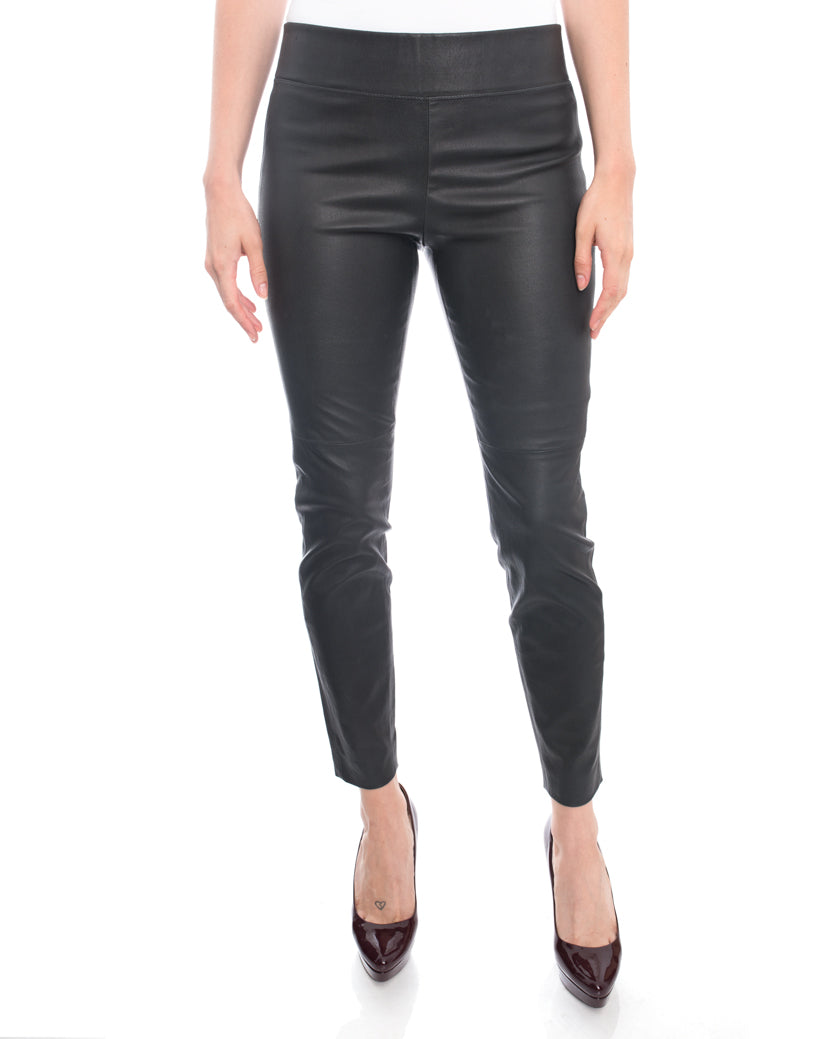 Brunello Cucinelli Charcoal Grey Stretch Lambskin Leggings - Premium Leather Pants for Women | Stylish & Comfortable for Work, Travel & Evening Out