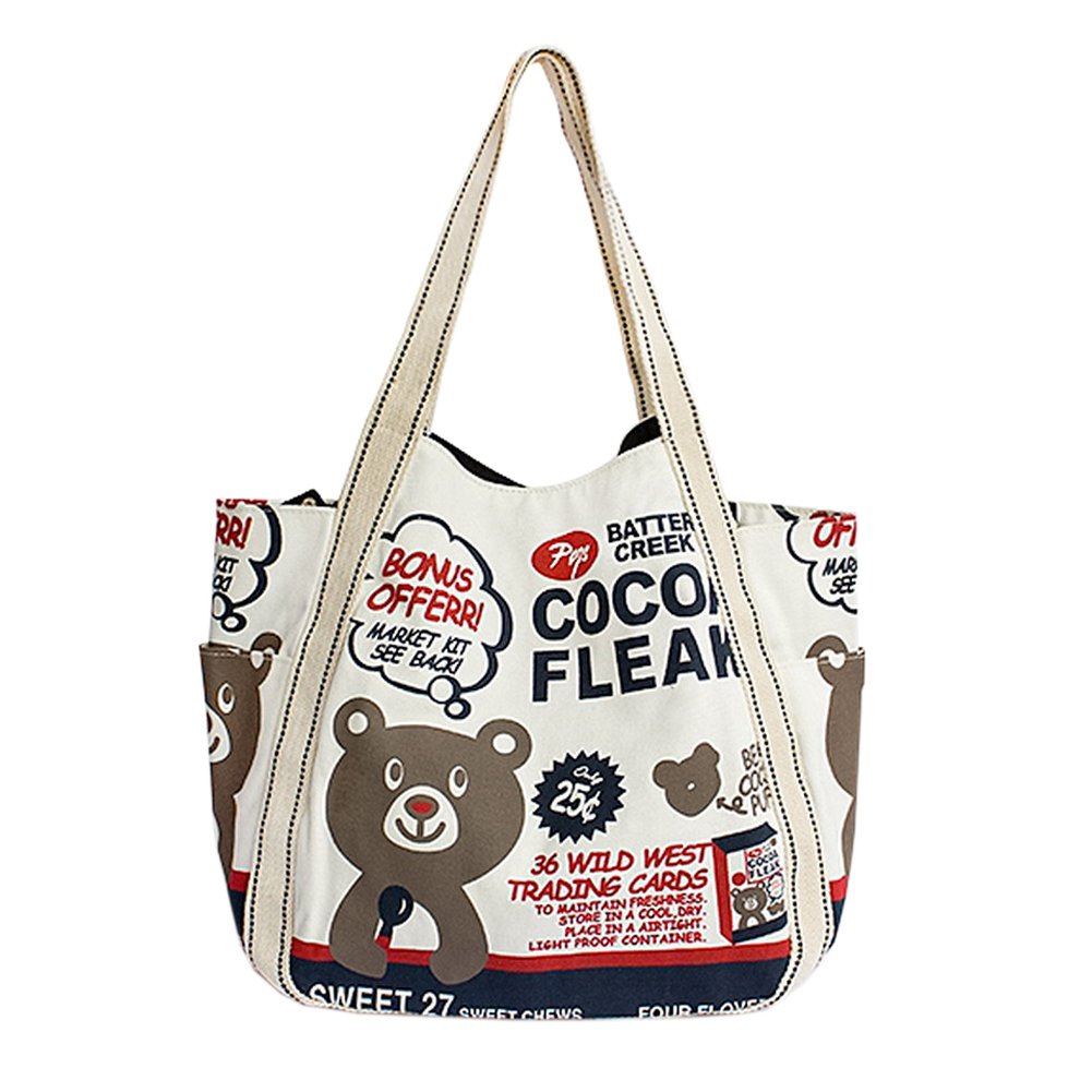 Blancho Bedding Canvas Shoulder Tote Bag in Cocoa Fleak - Stylish & Durable for Work, Travel & Everyday Use