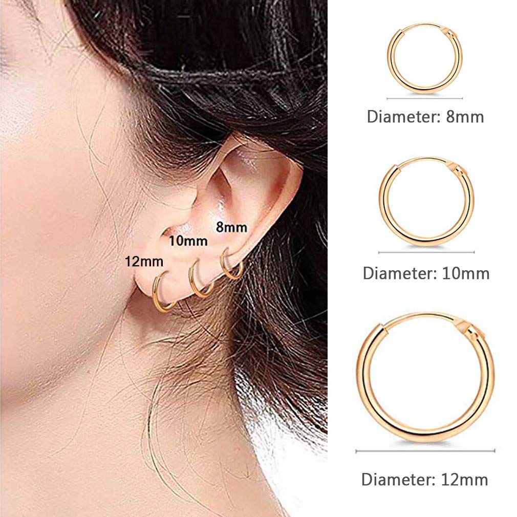 EPIRORA 925 Sterling Silver Hoop Earrings Set - 3 Pairs Small Cartilage Hoops for Women & Men, Hypoallergenic Tragus, Nose & Lip Rings | Perfect for Daily Wear, Gifts & Piercing Jewelry Collection