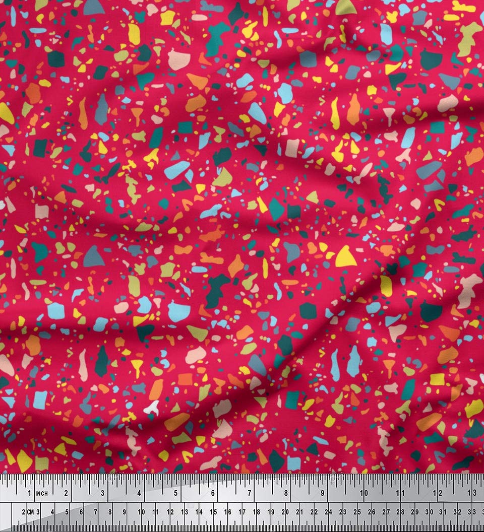 Soimoi Moss Georgette Pink Fabric by The Yard - 42 Inch Wide Aboriginal Mosaic Inspired Printed Textile for Dresses, Scarves & Home Decor - Cultural Artistic Cotton Fabric for DIY Sewing Projects